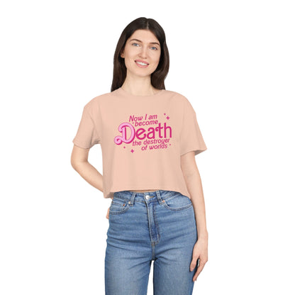 Death Destroyer Of Worlds Crop Tee Graphic Tees Australia Pale Pink / XS Graphic T-Shirt Australia -  Cool Graphic T-Shirts Online - 