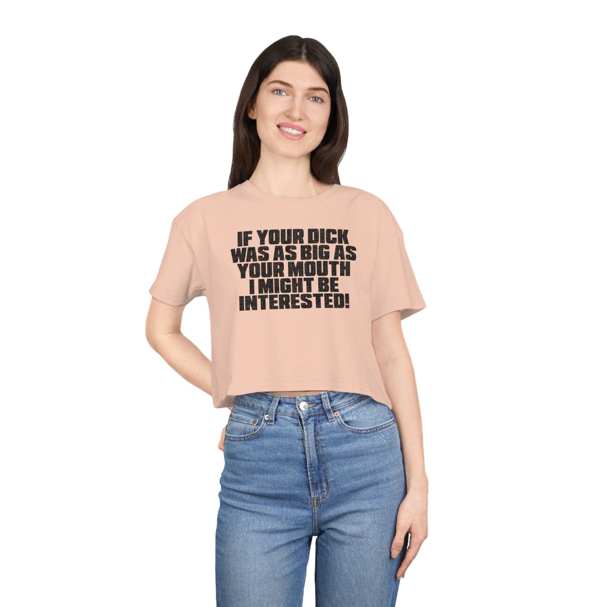 Dick Was As Big As Your Mouth Crop Tee Graphic Tees Australia Pale Pink / XS Graphic T-Shirt Australia -  Cool Graphic T-Shirts Online - 