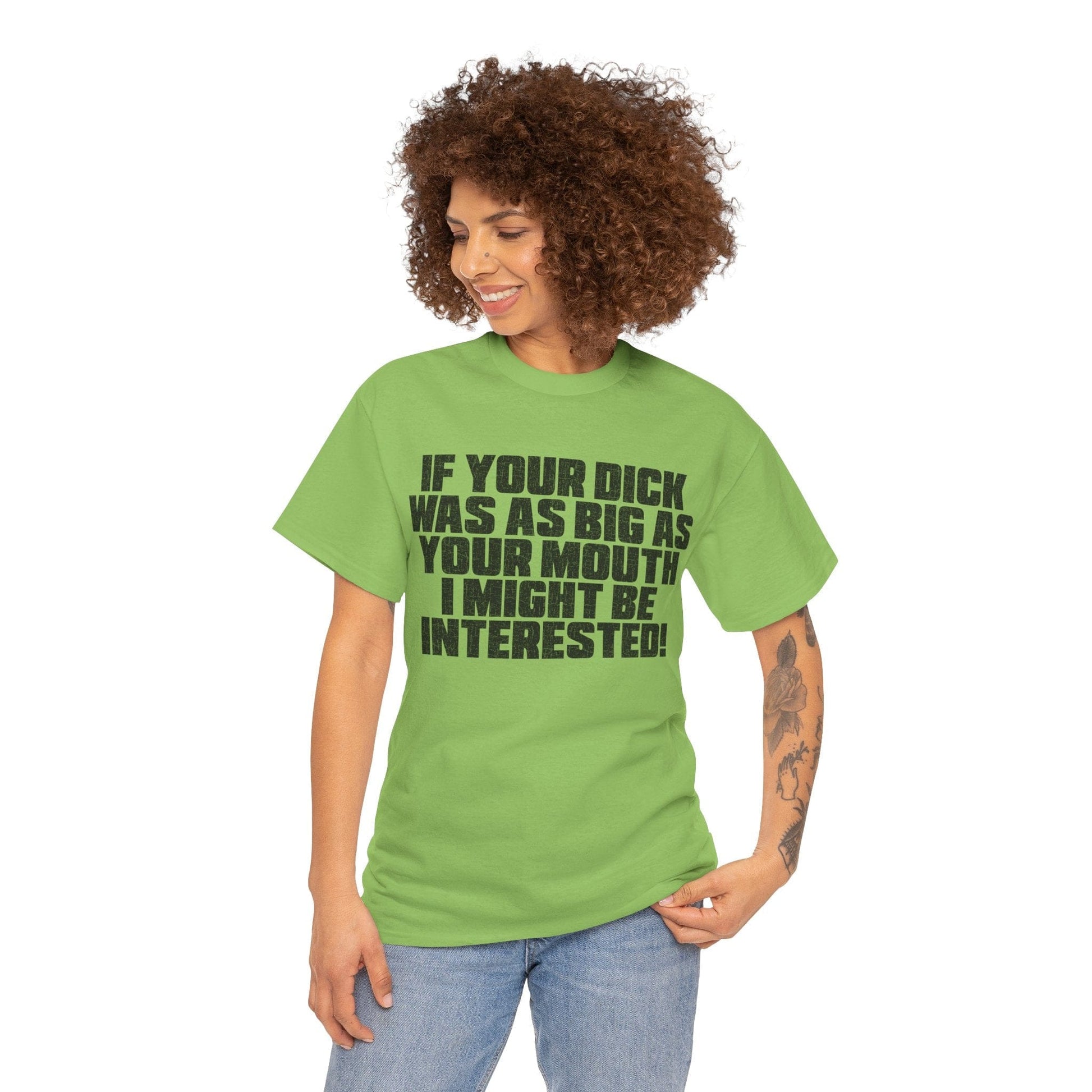 Dick Was As Big As Your Mouth Graphic Tee Printify Lime / S Graphic T-Shirt Australia -  Cool Graphic T-Shirts Online -  Dick Was As Big As Your Mouth T-Shirt | Offensive T-Shirts Australia