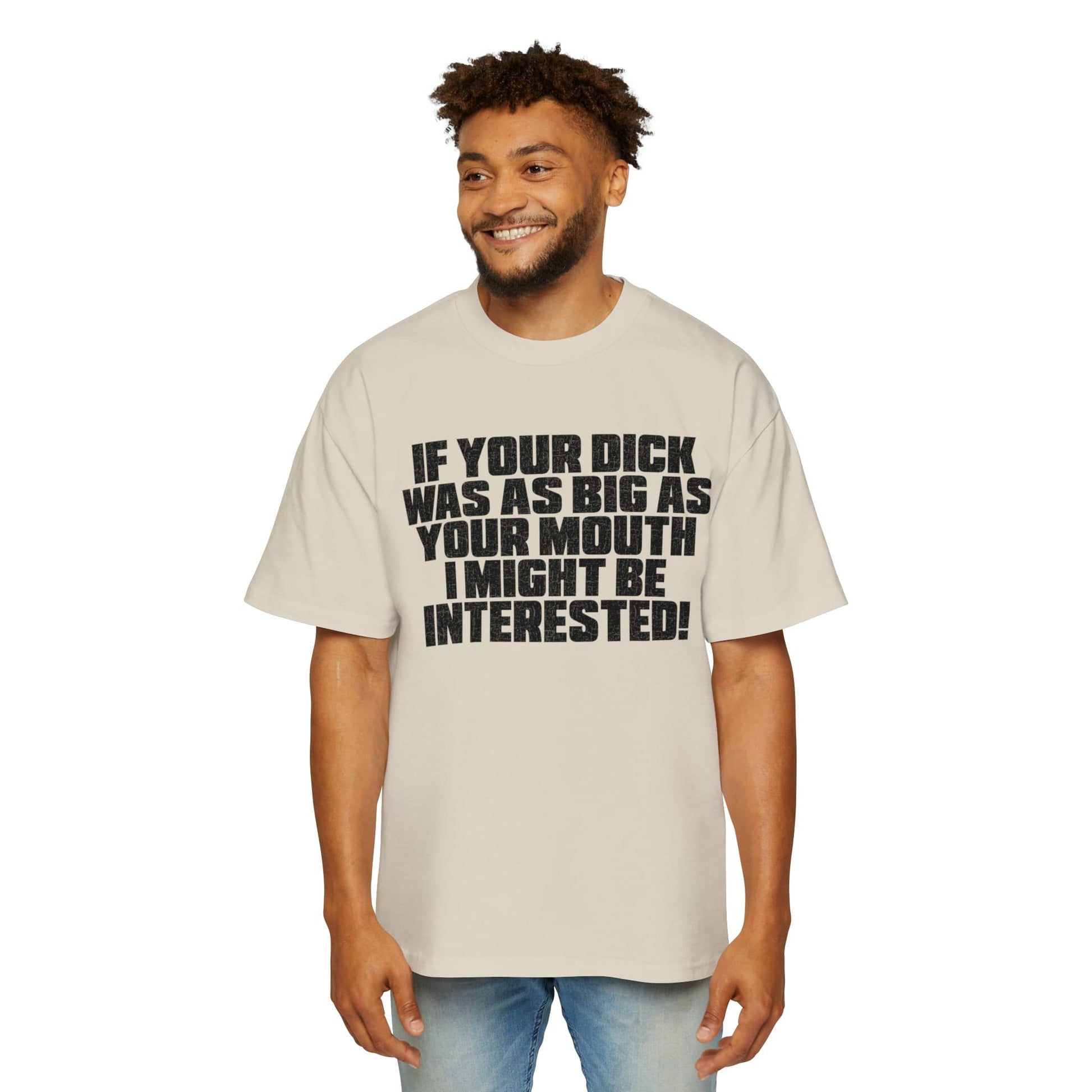 Dick Was As Big As Your Mouth Oversized Tee Graphic Tees Australia Ecru / S Graphic T-Shirt Australia -  Cool Graphic T-Shirts Online - 