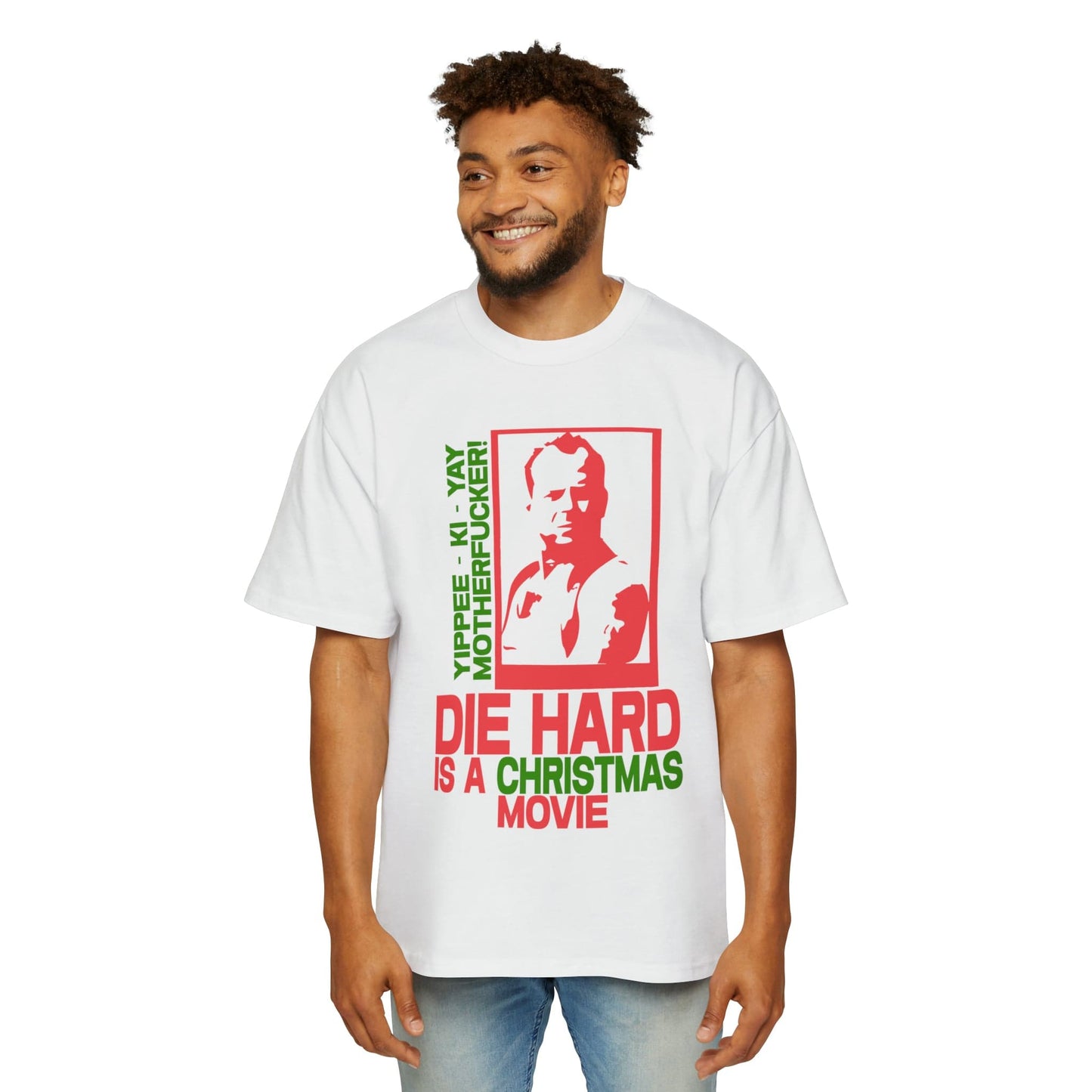 Die Hard Is A Christmas Movie Oversized Tee Graphic Tees Australia White / S Graphic T-Shirt Australia -  Cool Graphic T-Shirts Online - 