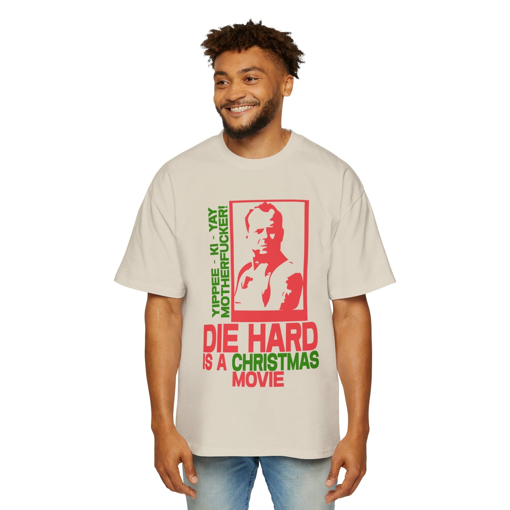 Die Hard Is A Christmas Movie Oversized Tee Graphic Tees Australia Ecru / S Graphic T-Shirt Australia -  Cool Graphic T-Shirts Online - 