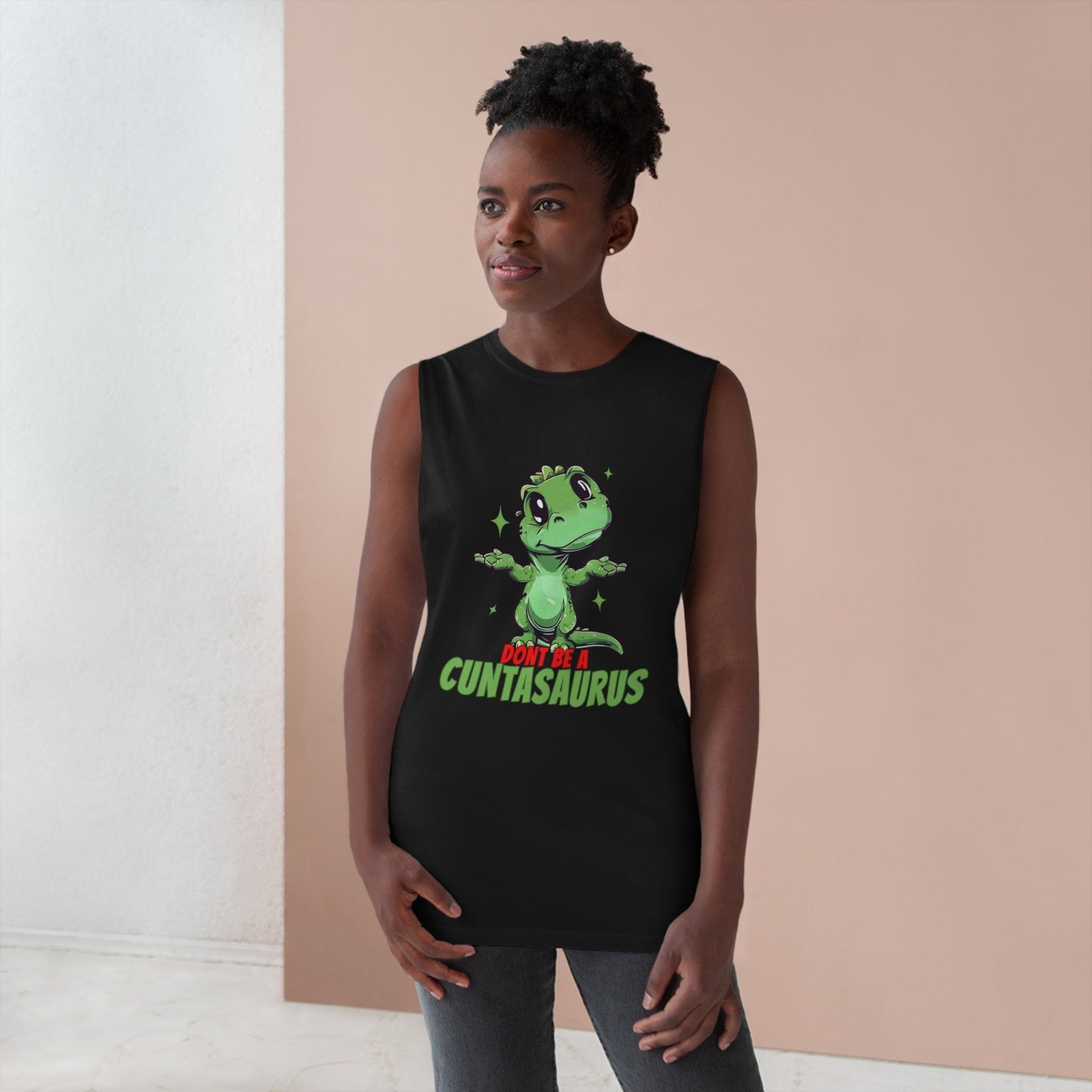 Dont Be A Cuntasaurus Tank Top Graphic Tees Australia Black / XS Graphic T-Shirt Australia -  Cool Graphic T-Shirts Online -  Dont Be A Cuntasaurus Tank Top | Funny Tank Tops & Singlets