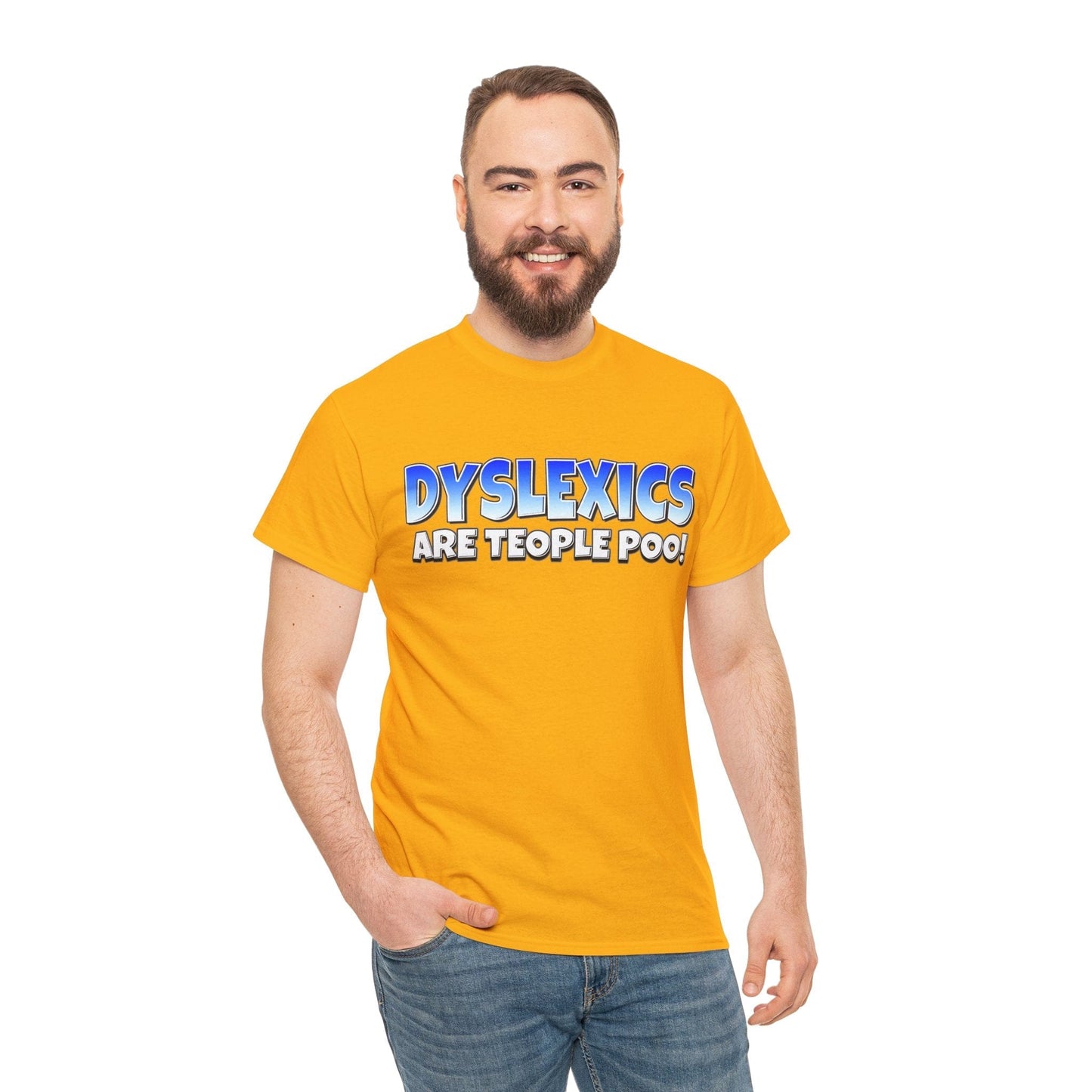 Dyslexics Are Teople Poo Graphic Tee Graphic Tees Australia Gold / S Graphic T-Shirt Australia -  Cool Graphic T-Shirts Online -  Dyslexics Are Teople Poo T-Shirt | Funny Offensive T-Shirts