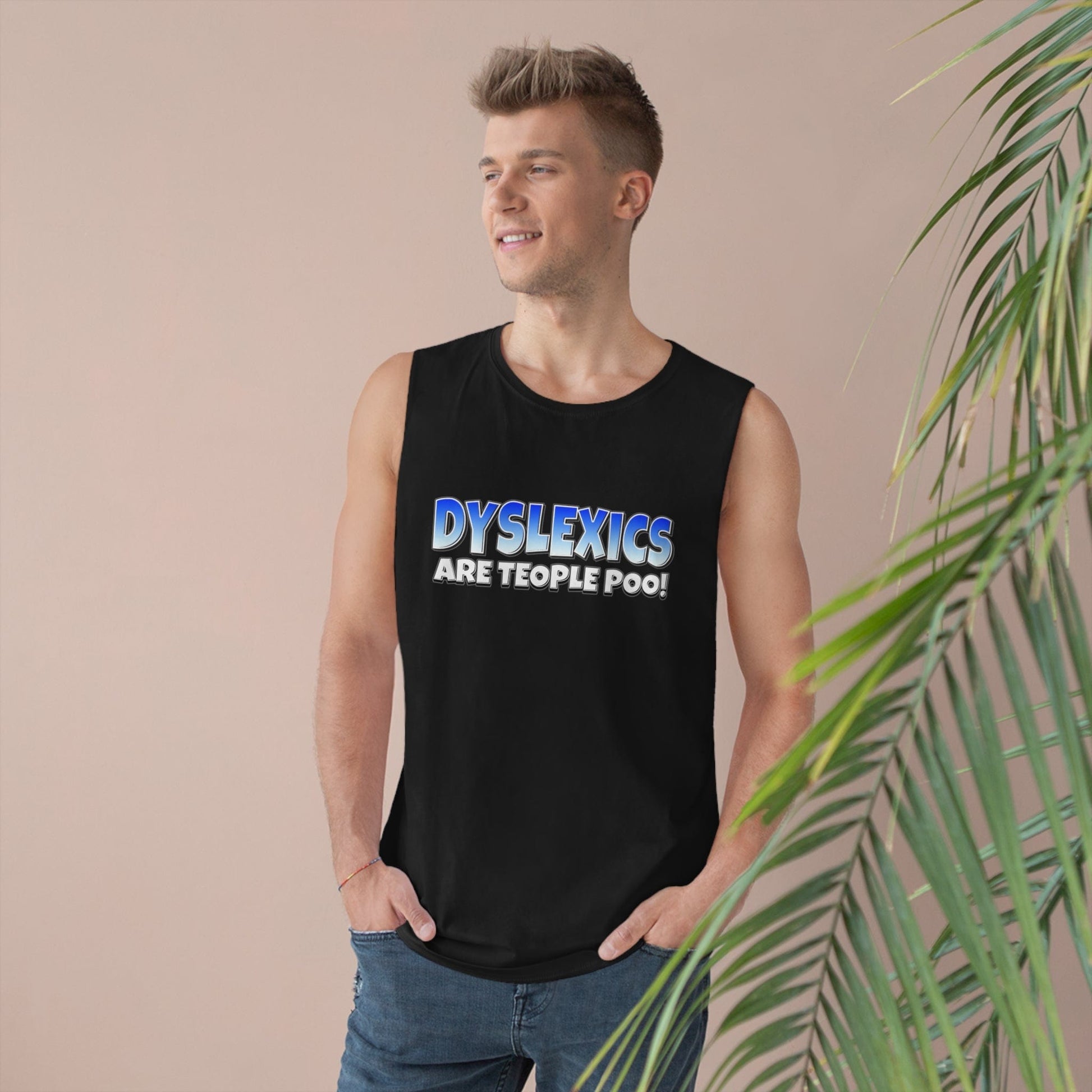 Dyslexics Are Teople Poo Tank Top Graphic Tees Australia Black / XS Graphic T-Shirt Australia -  Cool Graphic T-Shirts Online -  Dyslexics Are Teople Poo Tank Top | Funny Tank Tops Australia