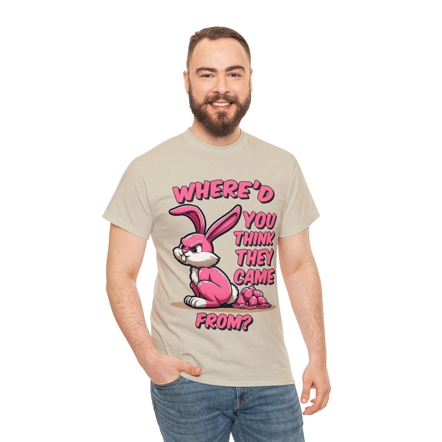 Easter Bunny Graphic Tee Graphic Tees Australia Sand / S Graphic T-Shirt Australia -  Cool Graphic T-Shirts Online -  Easter Bunny T-Shirt | Funny Graphic T-Shirts Australia