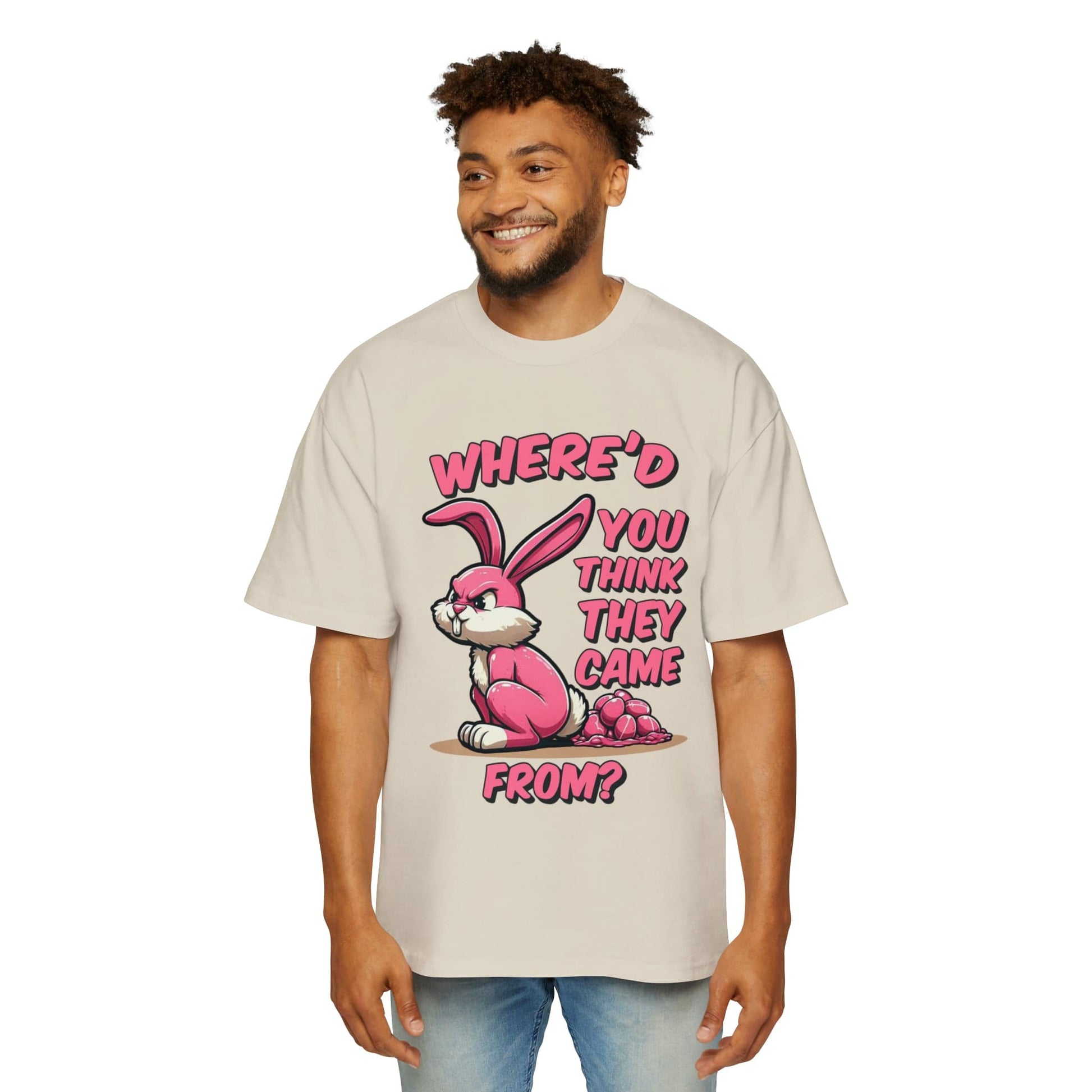 Easter Bunny Oversized Tee Graphic Tees Australia Ecru / S Graphic T-Shirt Australia -  Cool Graphic T-Shirts Online -  Easter Bunny Oversized Tee | Funny T-Shirts Australia