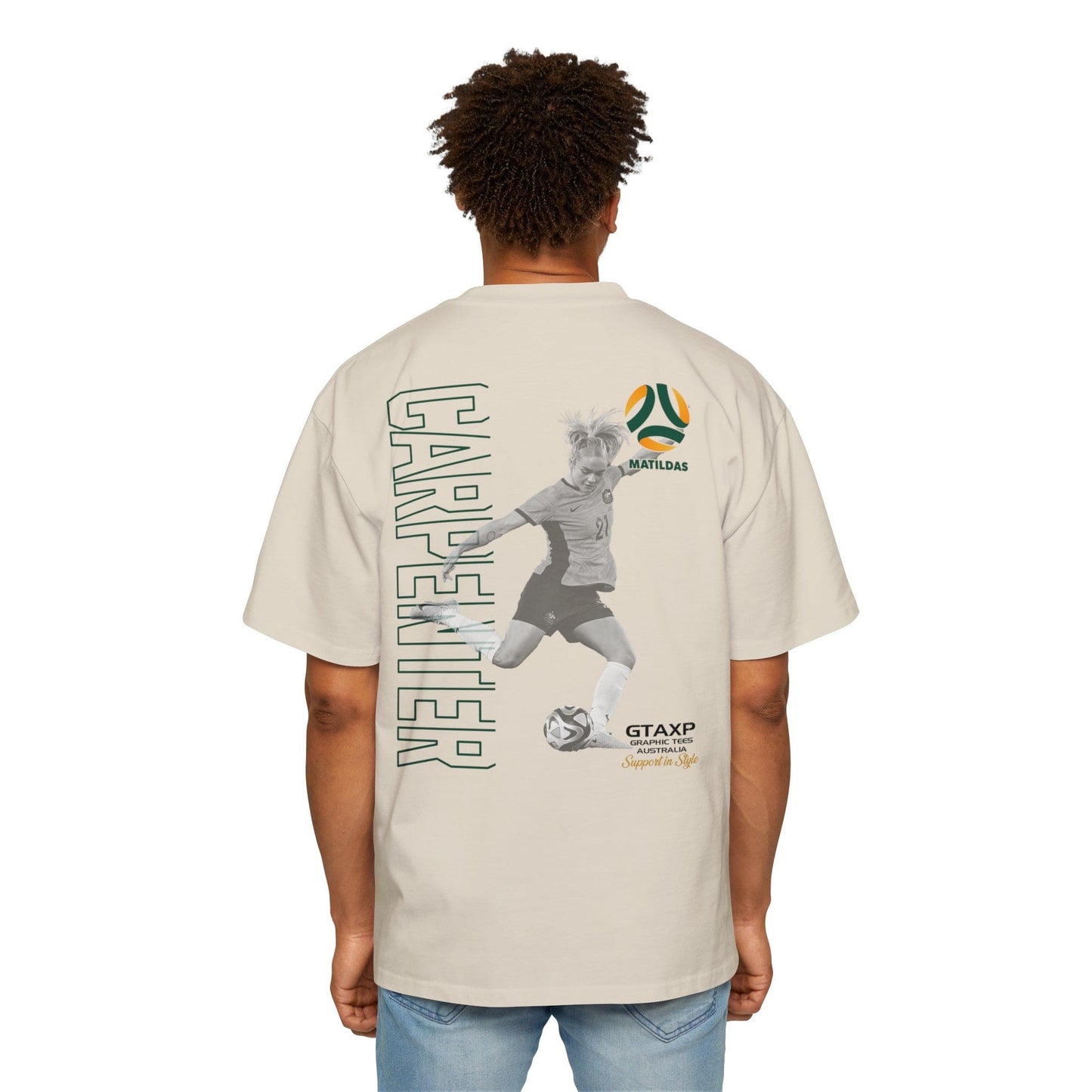 Ellie Carpenter Matildas Duo Oversized Tee Graphic Tees Australia Ecru / S Graphic T-Shirt Australia -  Cool Graphic T-Shirts Online -  Ellie Carpenter Matildas Duo Oversized Tee | Australian Matildas Apparel