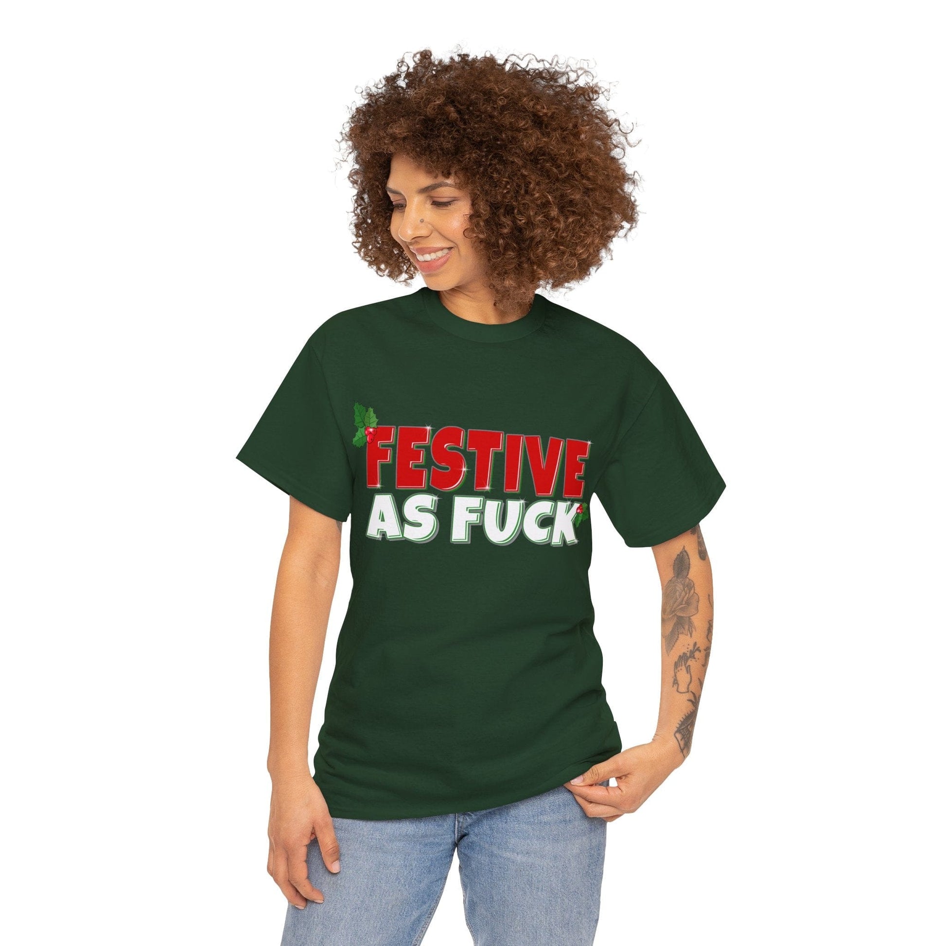 Festive As Fuck Graphic Tee Graphic Tees Australia Forest Green / S Graphic T-Shirt Australia -  Cool Graphic T-Shirts Online -  Festive As Fuck T-Shirt | Funny Graphic T-Shirts Australia