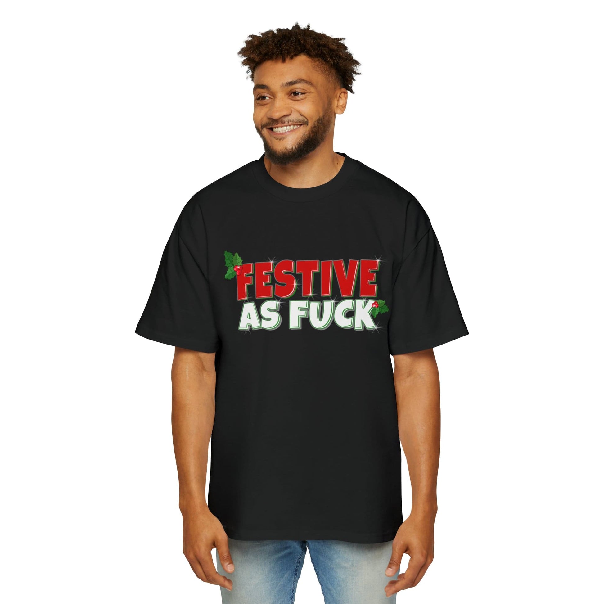 Festive As Fuck Oversized Tee Graphic Tees Australia Black / S Graphic T-Shirt Australia -  Cool Graphic T-Shirts Online -  Festive As Fuck Oversized Tee | Christmas T-Shirts Australia