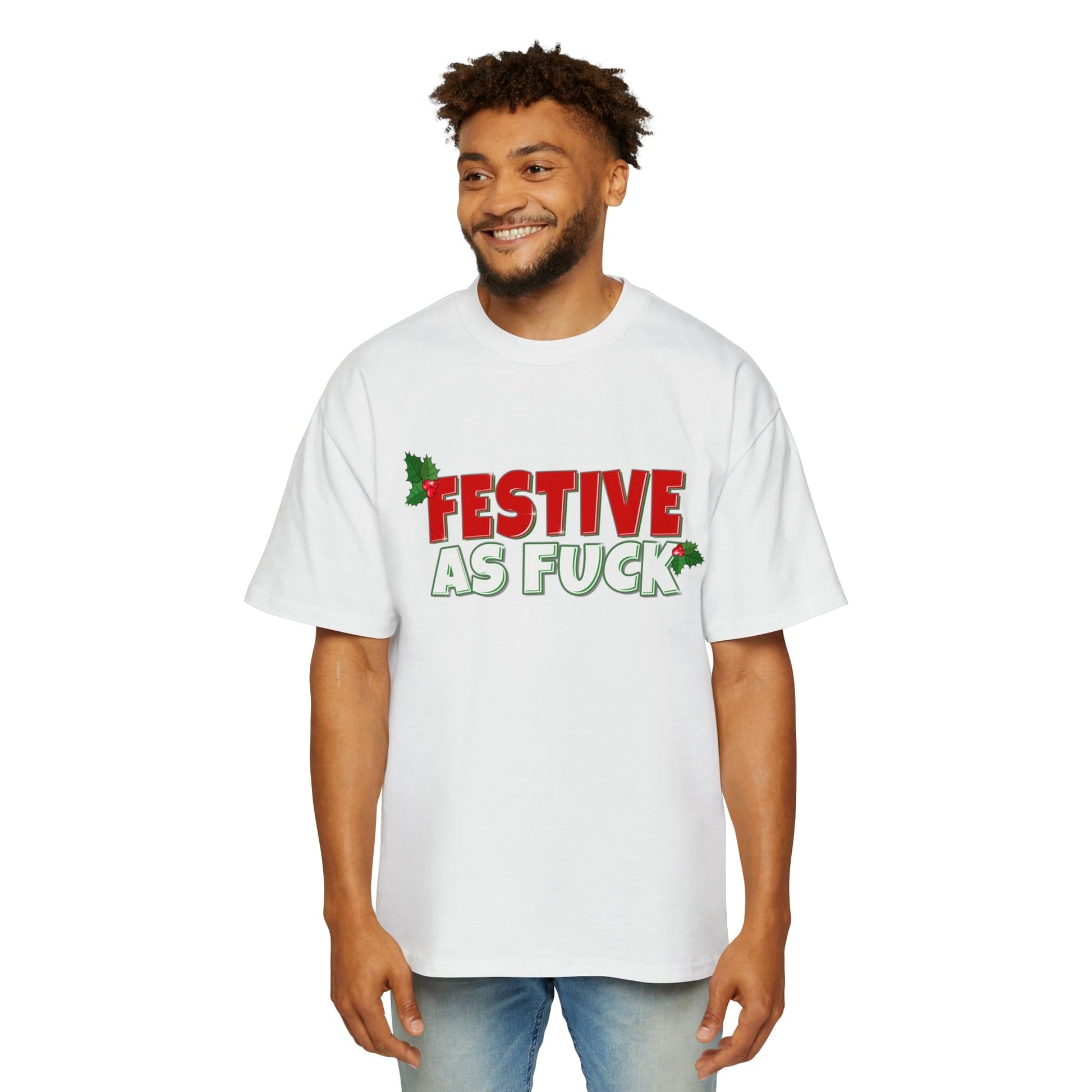 Festive As Fuck Oversized Tee Graphic Tees Australia White / S Graphic T-Shirt Australia -  Cool Graphic T-Shirts Online -  Festive As Fuck Oversized Tee | Christmas T-Shirts Australia