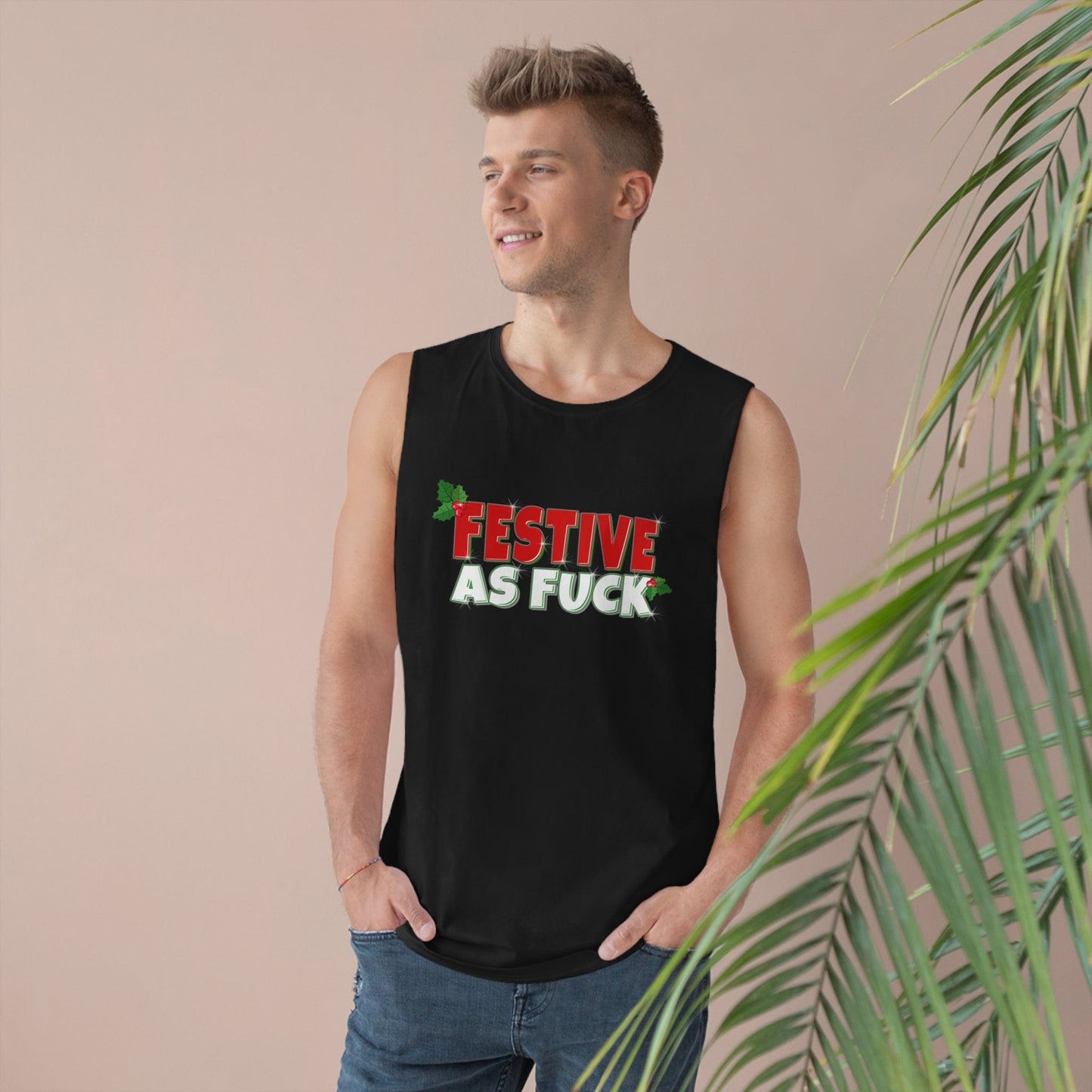 Festive As Fuck Tank Top Graphic Tees Australia Black / XS Graphic T-Shirt Australia -  Cool Graphic T-Shirts Online -  Festive As Fuck Tank Top | Christmas Clothing Australia