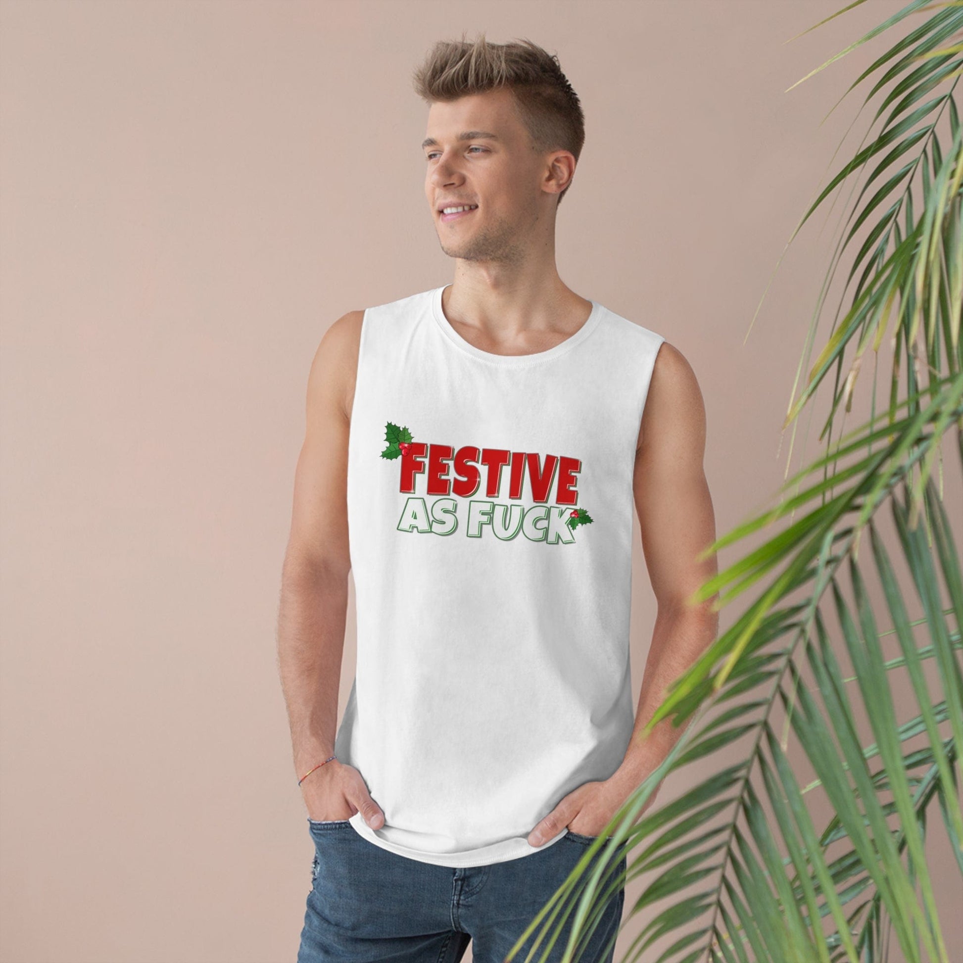 Festive As Fuck Tank Top Graphic Tees Australia White / XS Graphic T-Shirt Australia -  Cool Graphic T-Shirts Online -  Festive As Fuck Tank Top | Christmas Clothing Australia