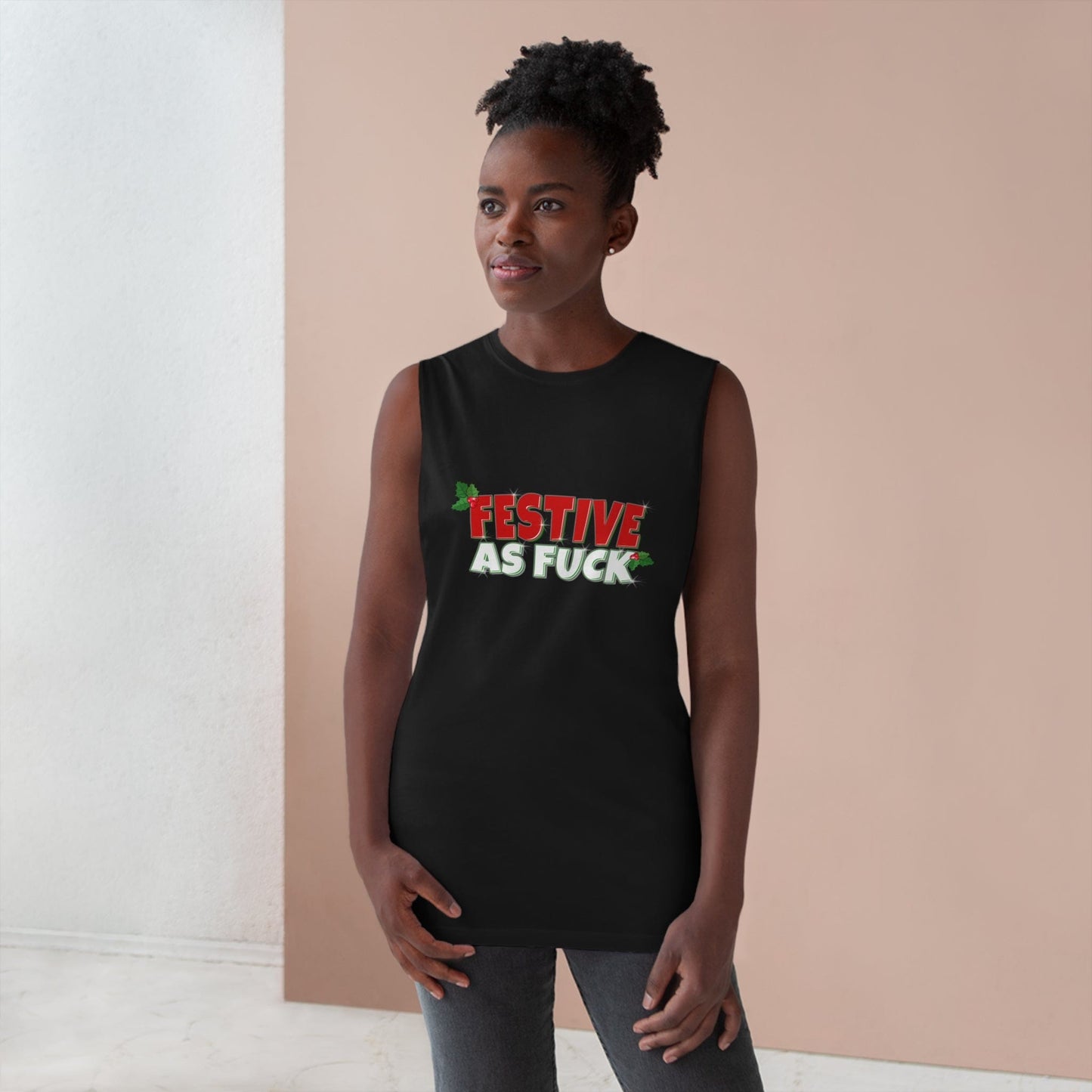 Festive As Fuck Tank Top Graphic Tees Australia Graphic T-Shirt Australia -  Cool Graphic T-Shirts Online -  Festive As Fuck Tank Top | Christmas Clothing Australia