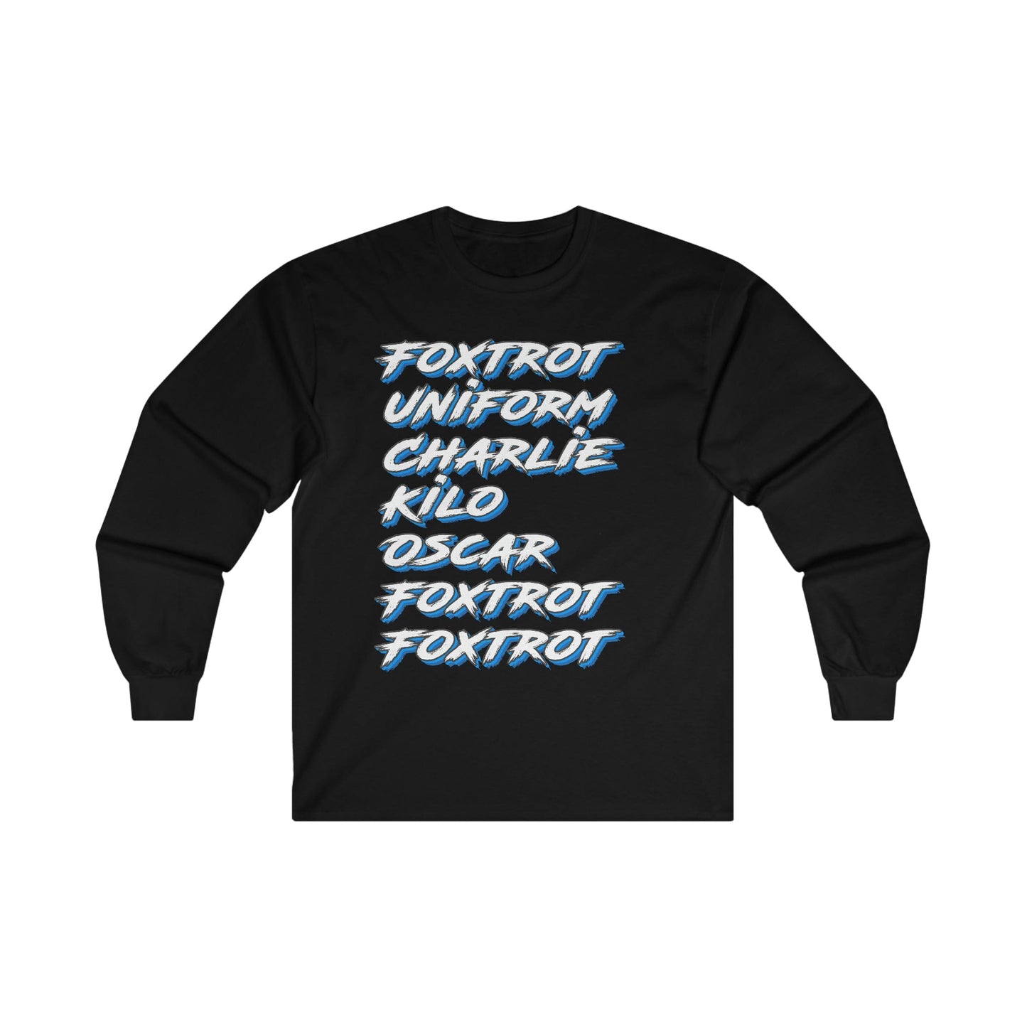 Foxtrot Uniform Charlie Kilo Long Sleeve Graphic Tees Australia S / Black Graphic T-Shirt Australia -  Cool Graphic T-Shirts Online - 