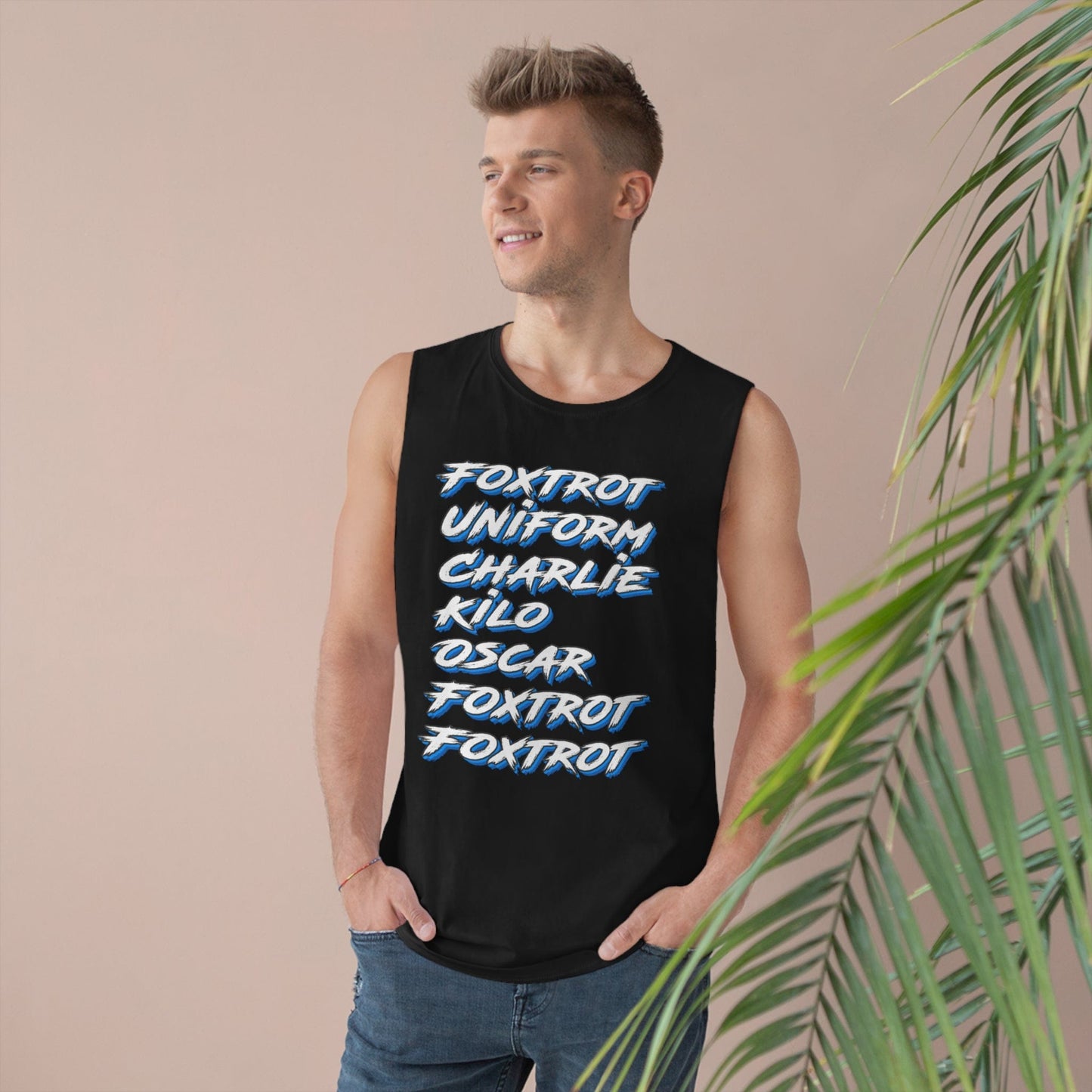 Foxtrot Uniform Charlie Kilo Tank Top Graphic Tees Australia Black / XS Graphic T-Shirt Australia -  Cool Graphic T-Shirts Online - 