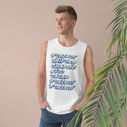 Foxtrot Uniform Charlie Kilo Tank Top Graphic Tees Australia White / XS Graphic T-Shirt Australia -  Cool Graphic T-Shirts Online - 