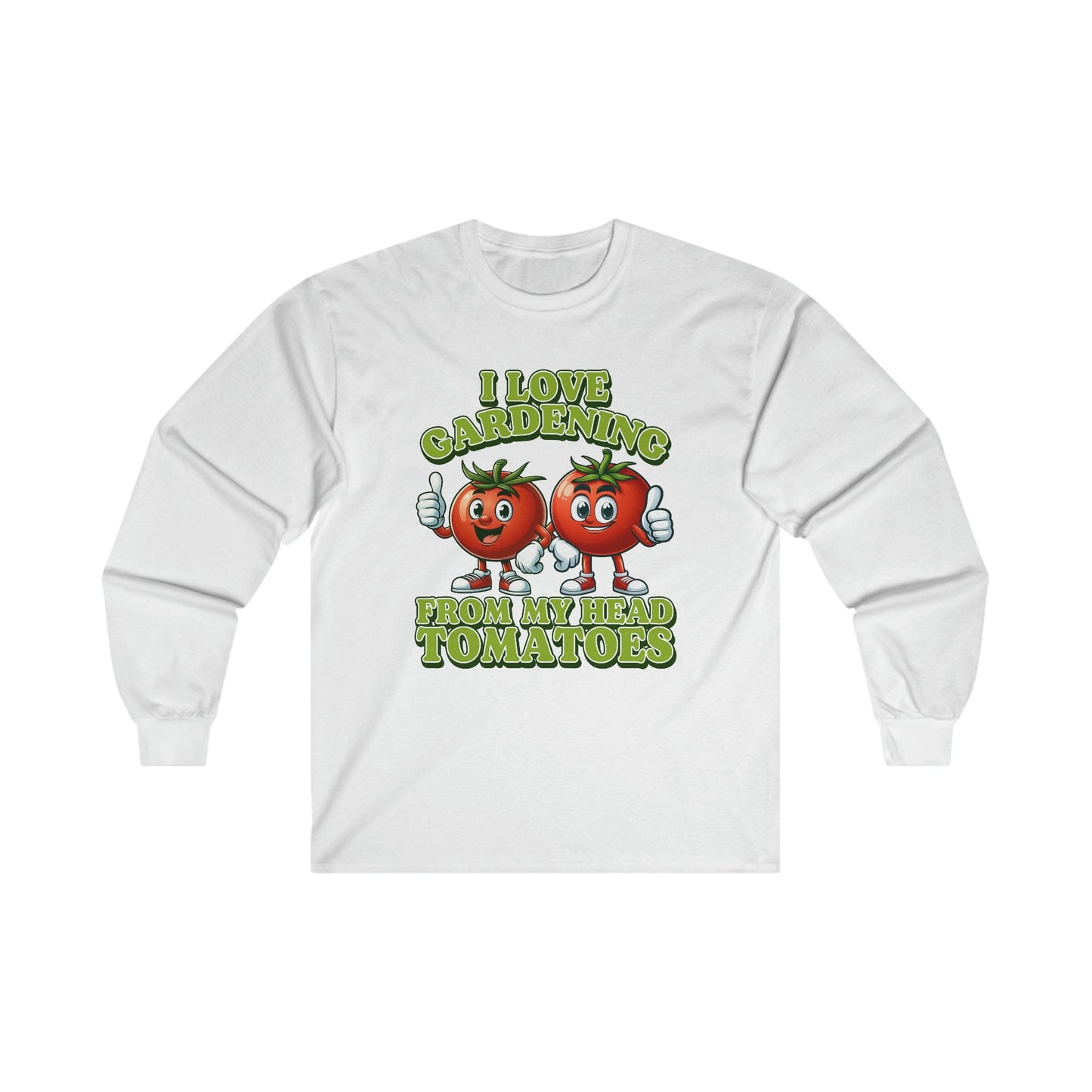 From My Head Tomatoes Long Sleeve Graphic Tees Australia S / White Graphic T-Shirt Australia -  Cool Graphic T-Shirts Online -  I Love Gardening From My Head Tomatoes Long Sleeve T-Shirt