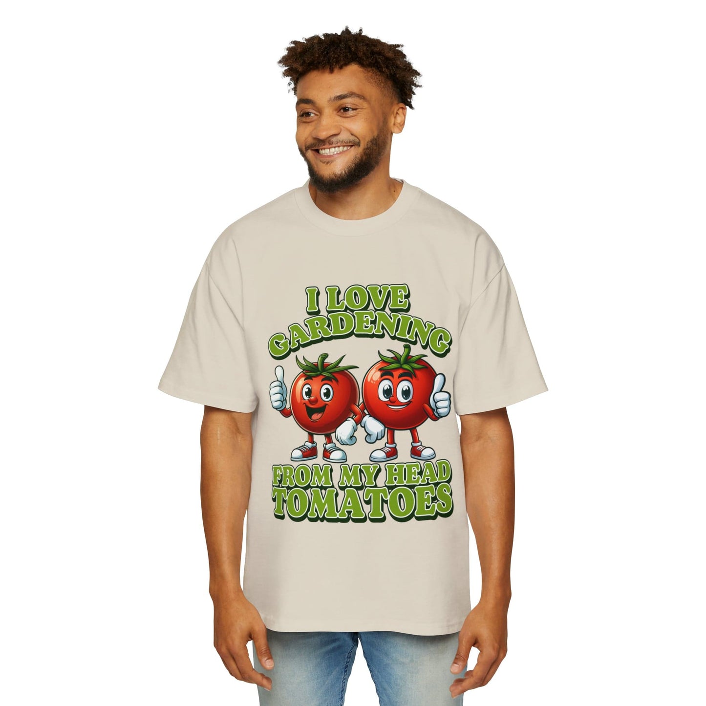 From My Head Tomatoes Oversized Tee Graphic Tees Australia Ecru / S Graphic T-Shirt Australia -  Cool Graphic T-Shirts Online -  I Love Gardening, From My Head Tomatoes Oversized Tee