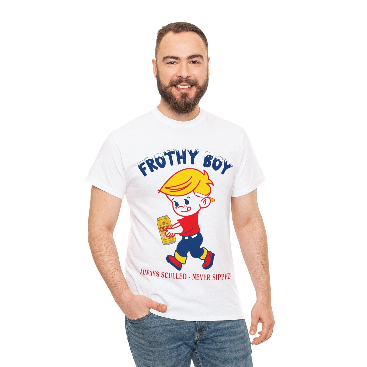 Frothy Boy Graphic Tee Graphic Tees Australia White / S Graphic T-Shirt Australia -  Cool Graphic T-Shirts Online -  Frothy Boy Graphic Tee | Funny T-Shirts Australia