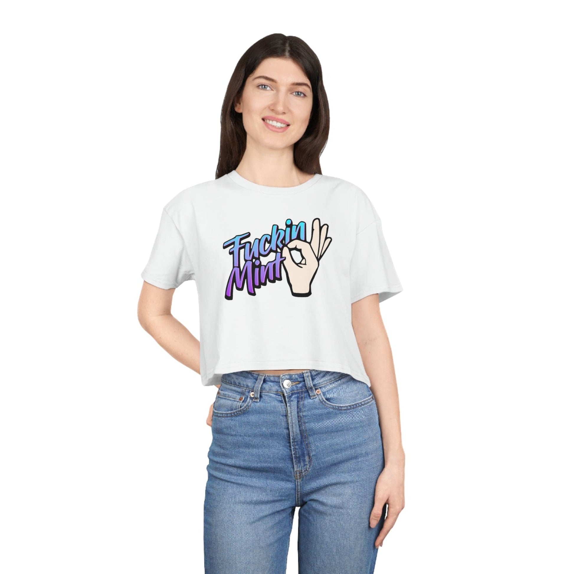 Fuckin Mint Crop Tee Graphic Tees Australia White / XS Graphic T-Shirt Australia -  Cool Graphic T-Shirts Online -  Fuckin Mint Crop Tee | Womens Graphic T-Shirts Australia