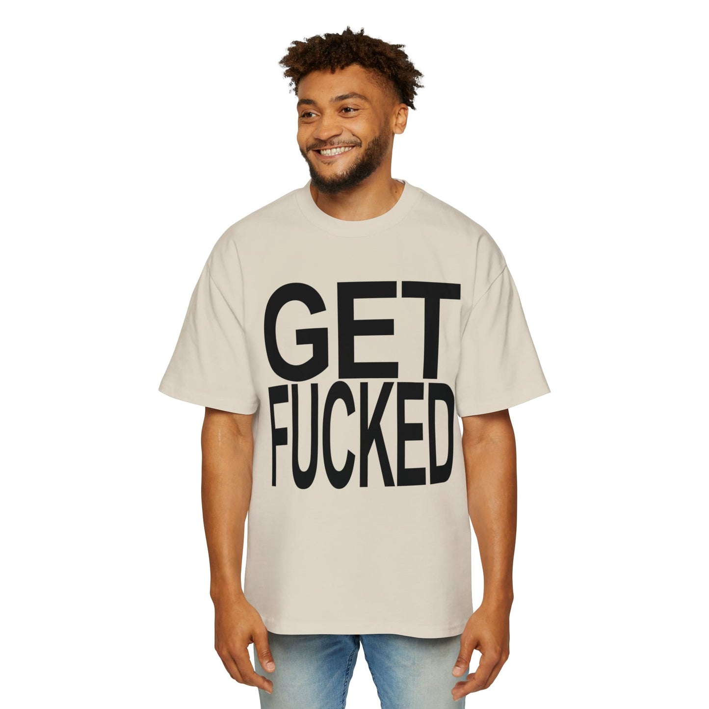 Get Fucked Oversized Tee Graphic Tees Australia Ecru / S Graphic T-Shirt Australia -  Cool Graphic T-Shirts Online -  Get Fucked Oversized Tee | Rude & Offensive T-Shirts Australia