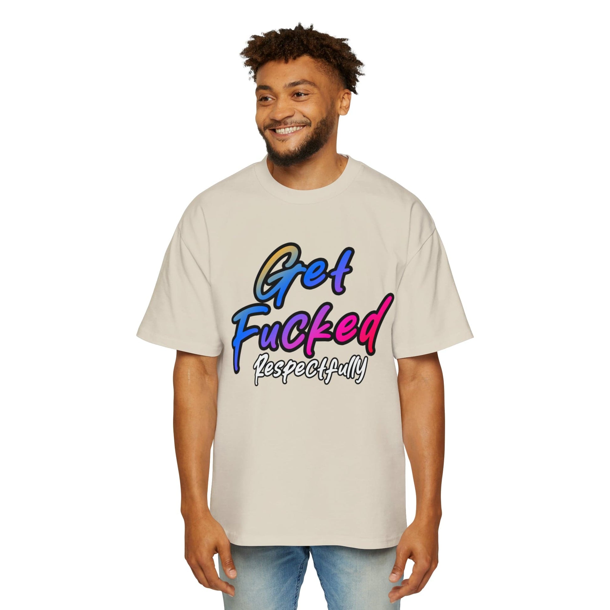 Get Fucked Respectfully Oversized Tee Graphic Tees Australia Ecru / S Graphic T-Shirt Australia -  Cool Graphic T-Shirts Online - 