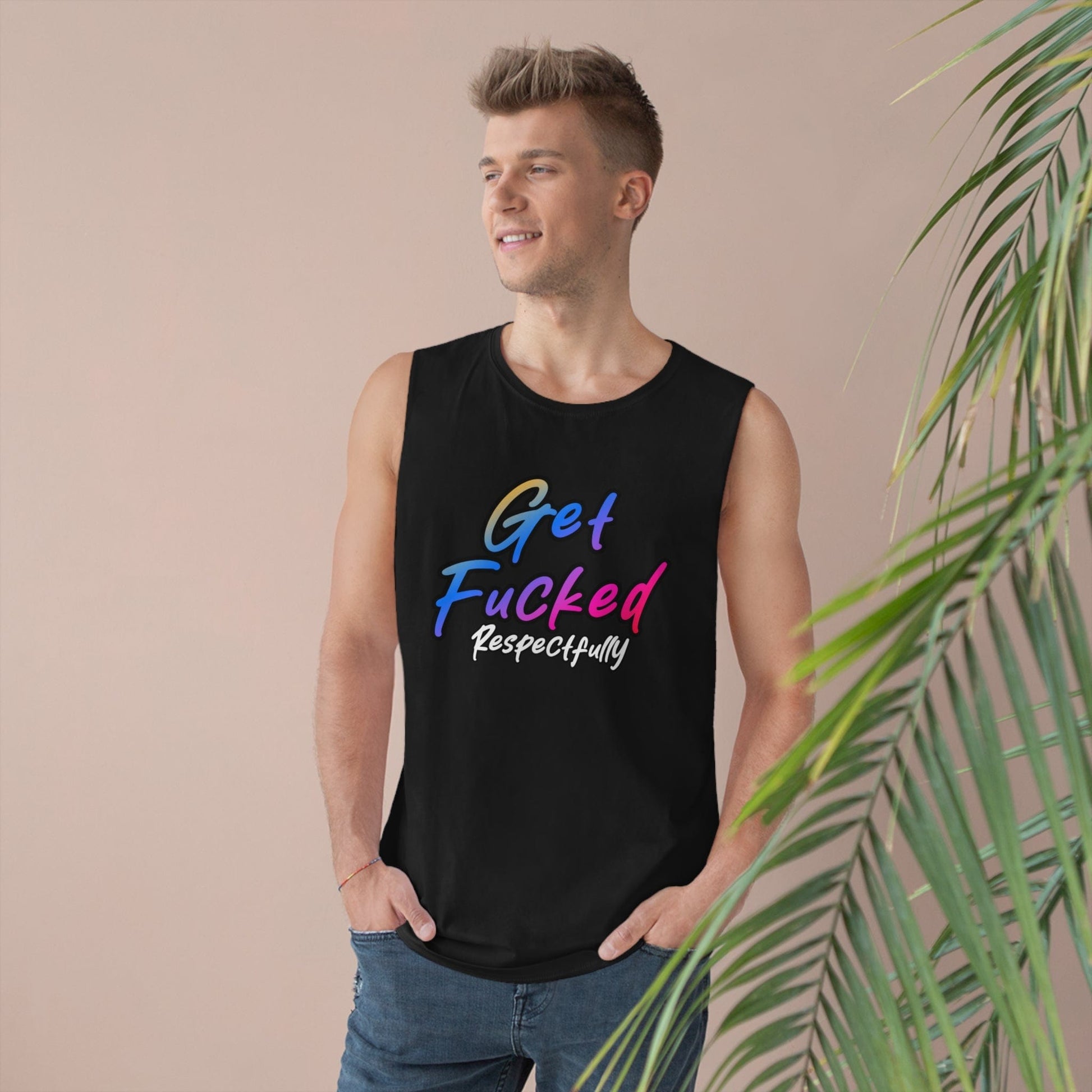 Get Fucked Respectfully Tank Top Graphic Tees Australia Black / XS Graphic T-Shirt Australia -  Cool Graphic T-Shirts Online - 