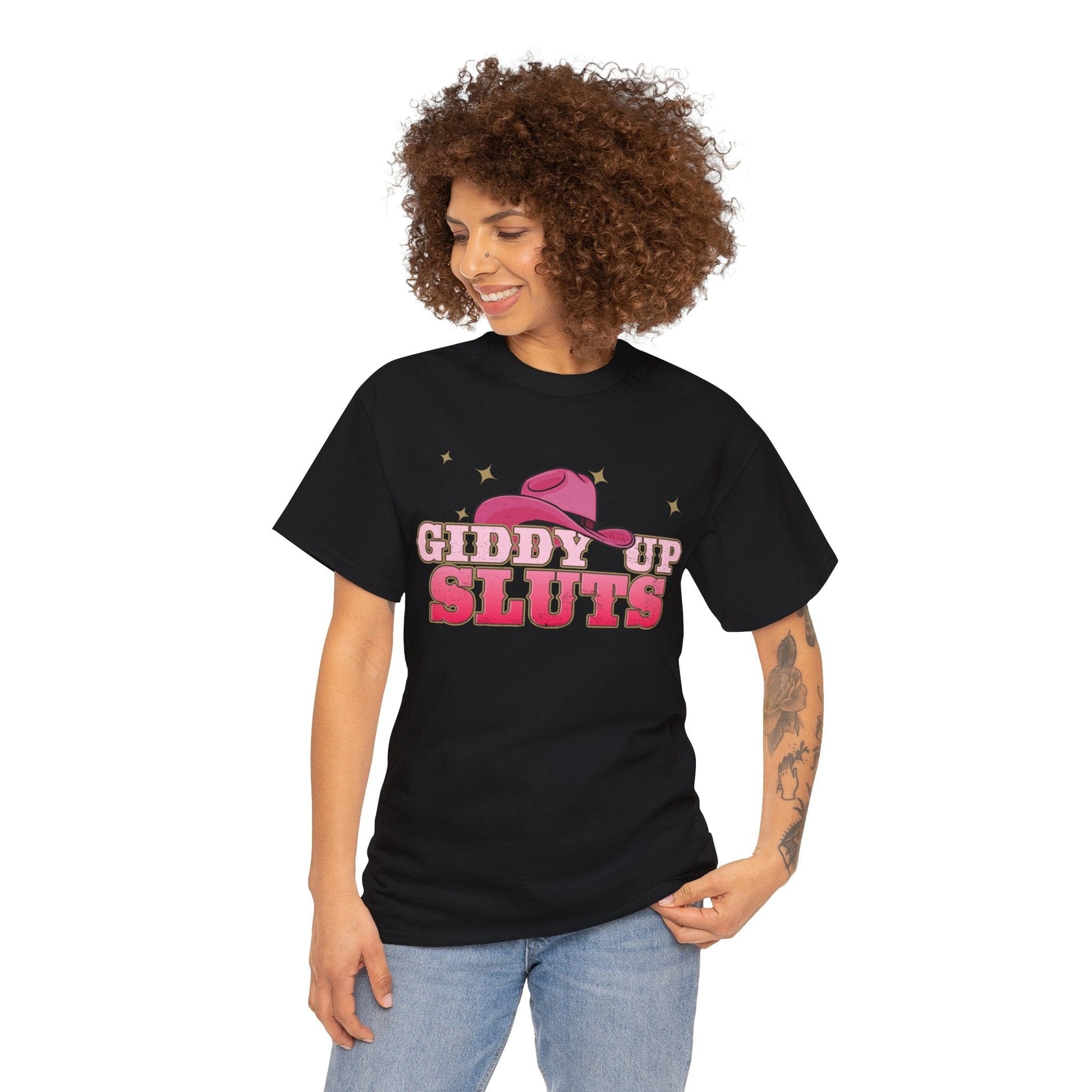 Giddy Up Sluts Graphic Tee Graphic Tees Australia Black / S Graphic T-Shirt Australia -  Cool Graphic T-Shirts Online -  Giddy Up Sluts T-Shirt | Rude And Offensive T-Shirts Australia