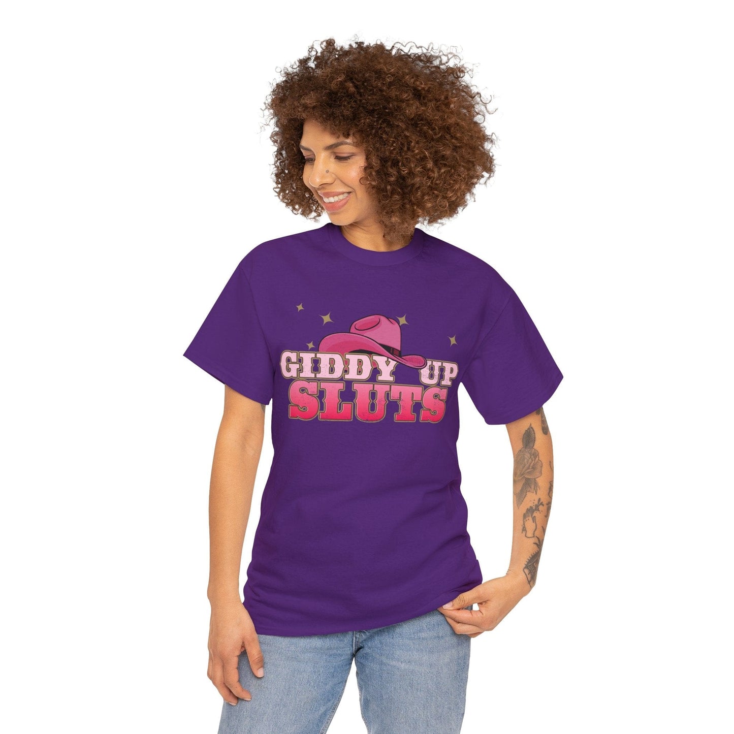 Giddy Up Sluts Graphic Tee Graphic Tees Australia Purple / S Graphic T-Shirt Australia -  Cool Graphic T-Shirts Online -  Giddy Up Sluts T-Shirt | Rude And Offensive T-Shirts Australia