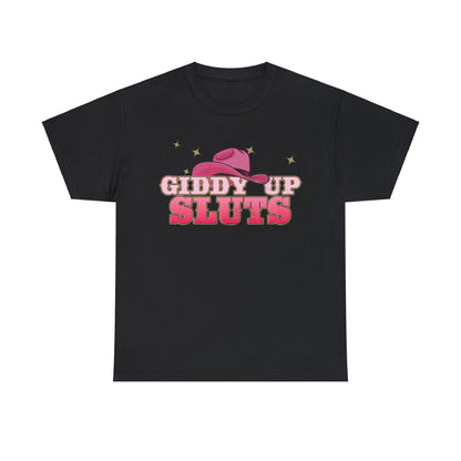 Giddy Up Sluts Graphic Tee Graphic Tees Australia Graphic T-Shirt Australia -  Cool Graphic T-Shirts Online -  Giddy Up Sluts T-Shirt | Rude And Offensive T-Shirts Australia