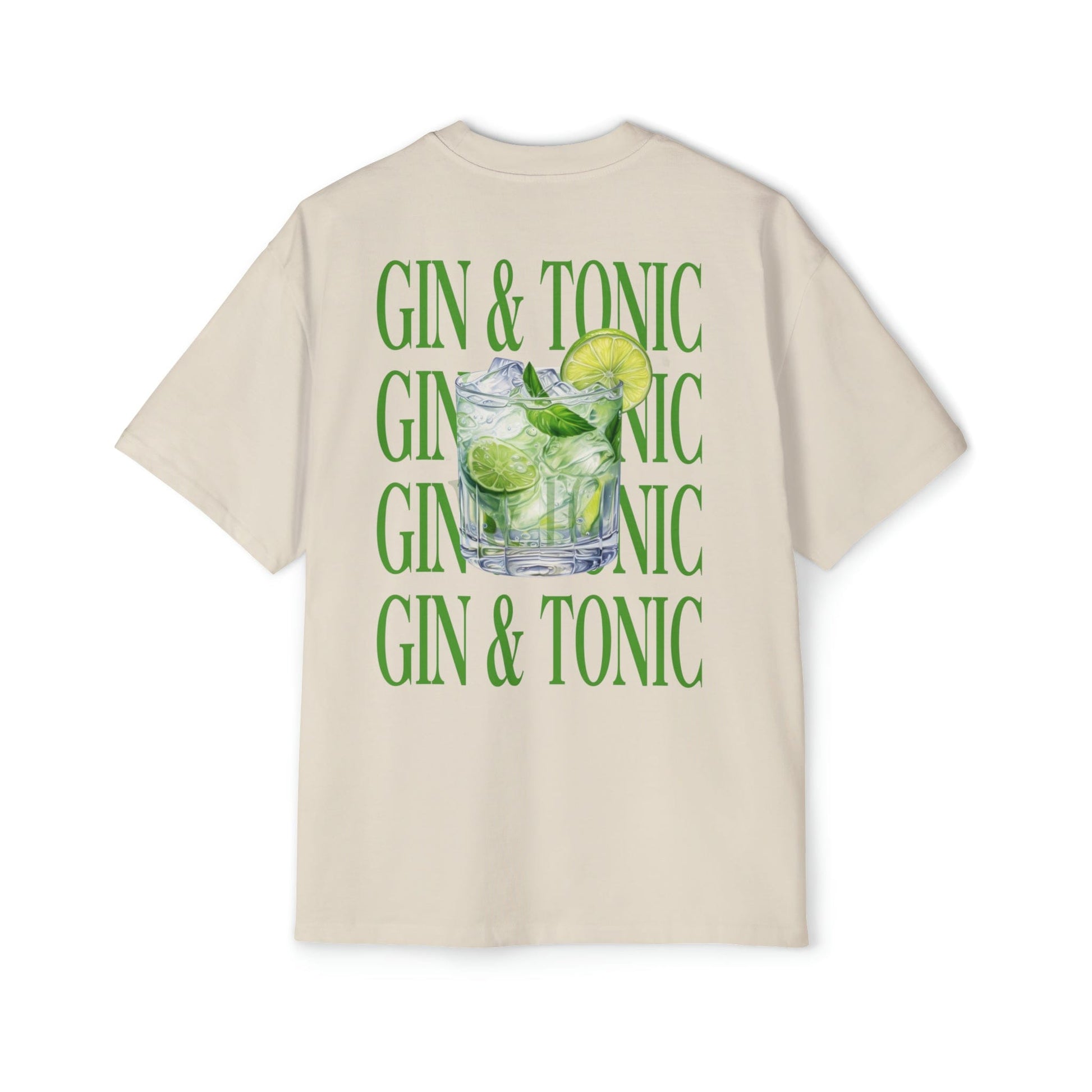 Gin & Tonic Oversized Tee Graphic Tees Australia Ecru / S Graphic T-Shirt Australia -  Cool Graphic T-Shirts Online -  Gin & Tonic Oversized Tee | Oversized Graphic T-Shirts Australia