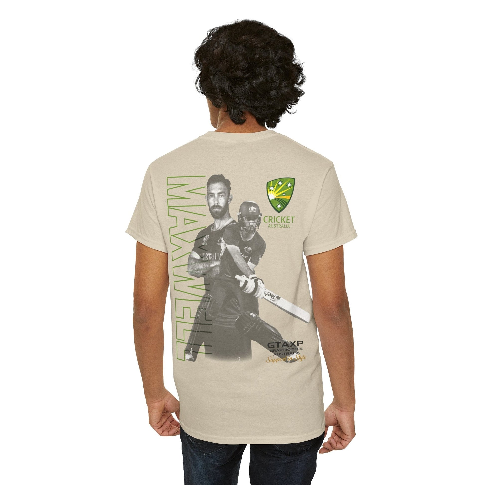 Glenn Maxwell T20 World Cup TShirt Graphic Tees Australia Sand / S Graphic T-Shirt Australia -  Cool Graphic T-Shirts Online - 