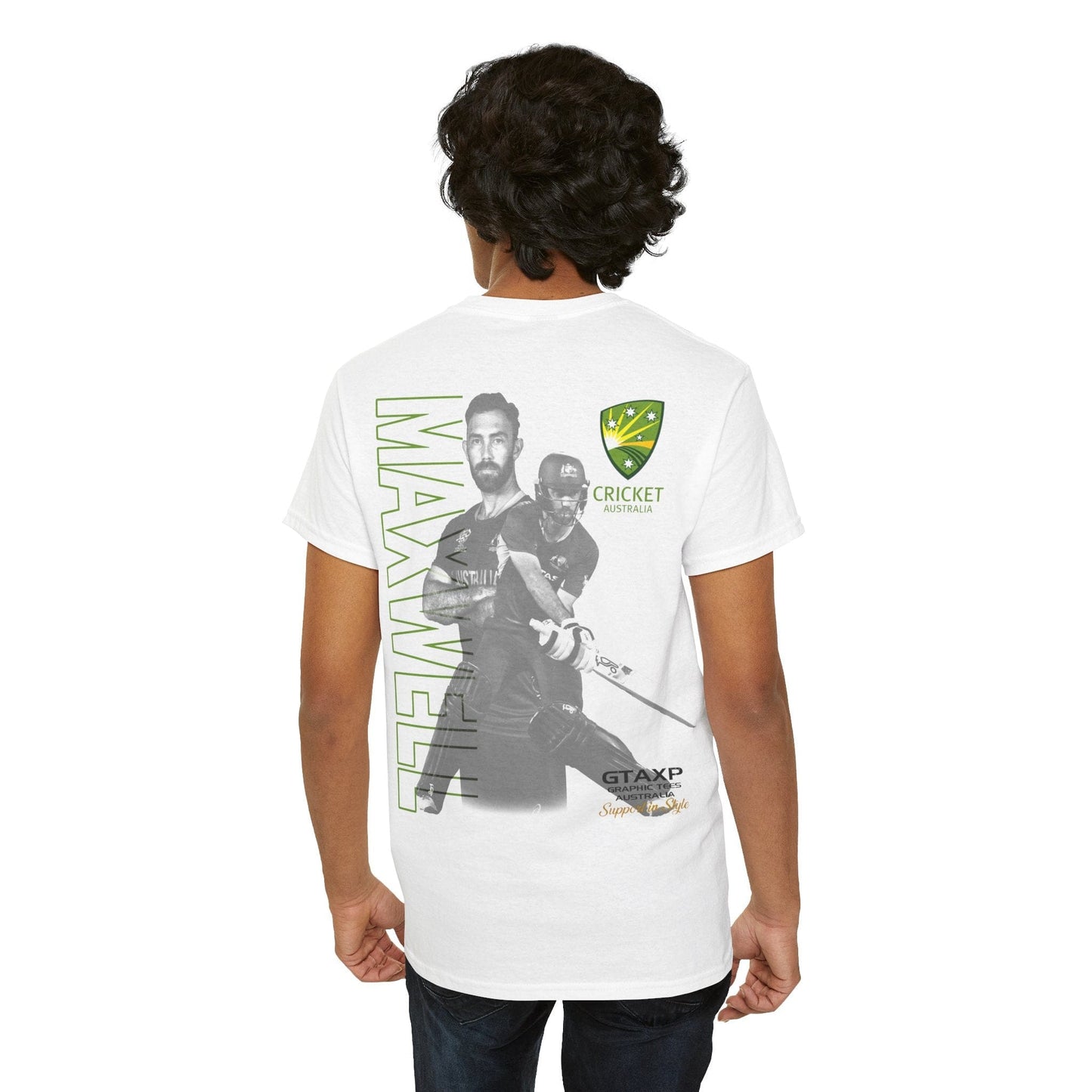 Glenn Maxwell T20 World Cup TShirt Graphic Tees Australia White / S Graphic T-Shirt Australia -  Cool Graphic T-Shirts Online - 