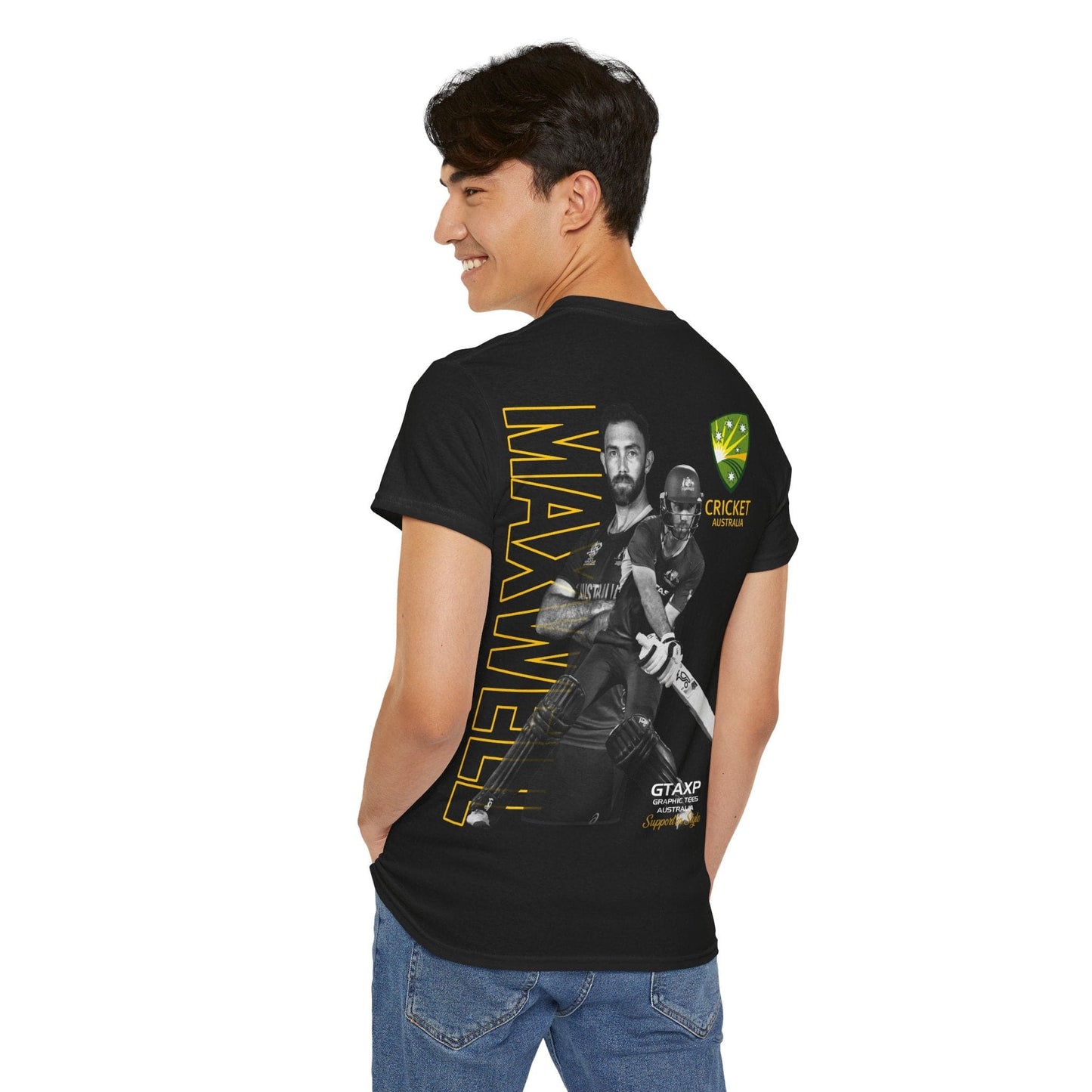 Glenn Maxwell T20 World Cup TShirt Printify Graphic T-Shirt Australia -  Cool Graphic T-Shirts Online - 