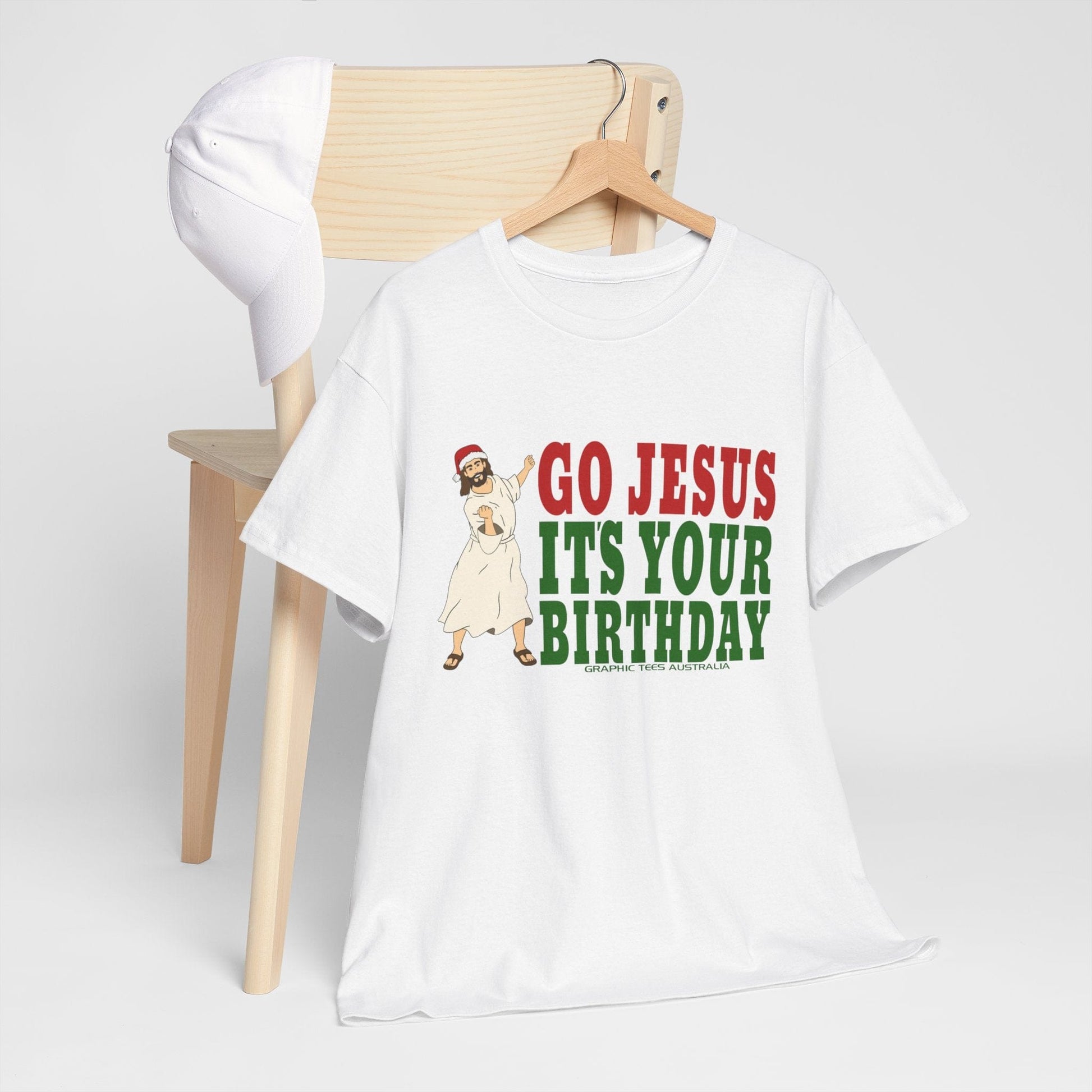 Go Jesus Its Your Birthday Tshirt Printify Graphic T-Shirt Australia -  Cool Graphic T-Shirts Online - 