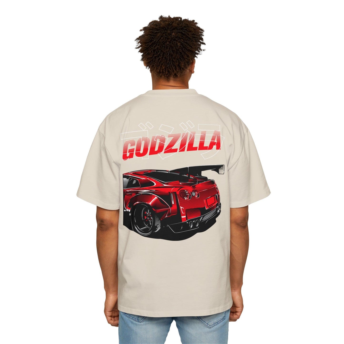 Godzilla GTR35 Oversized Tee Printify Ecru / S Graphic T-Shirt Australia -  Cool Graphic T-Shirts Online - 