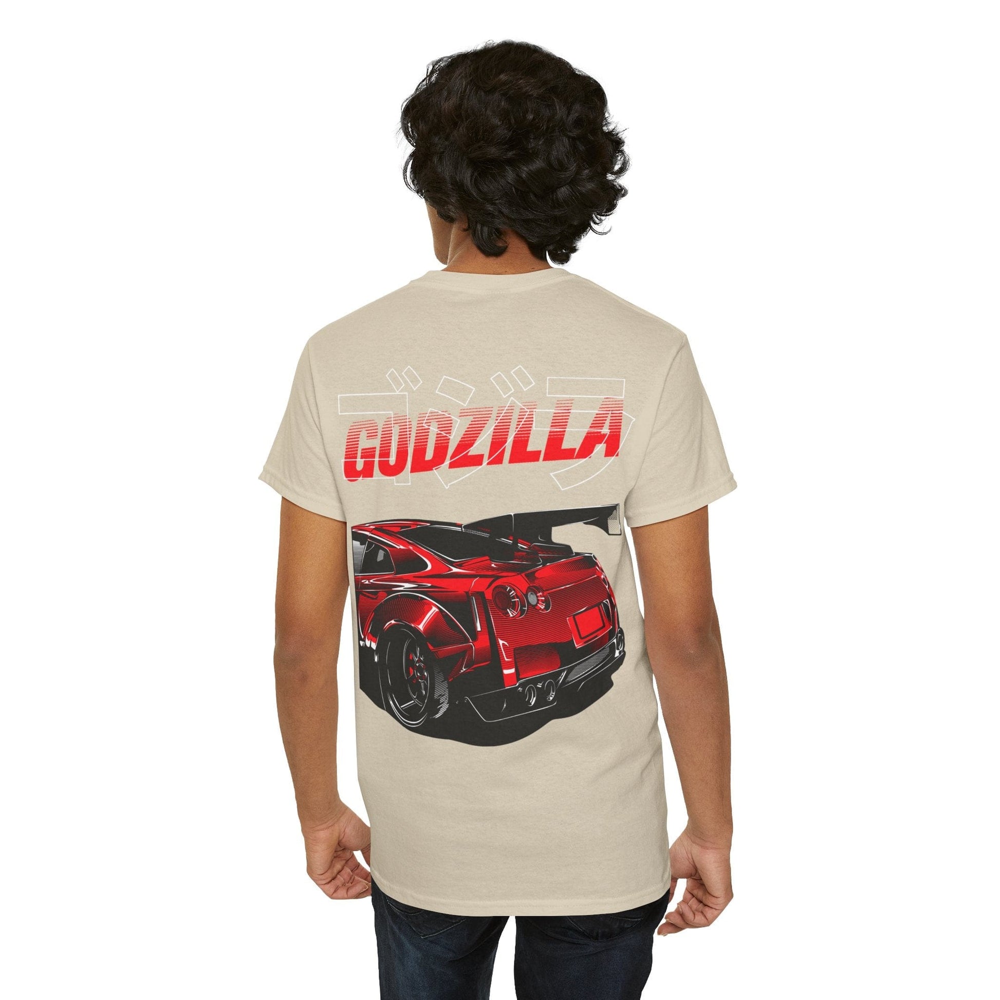 Godzilla R 35 Skyline Graphic Tee Graphic Tees Australia Sand / S Graphic T-Shirt Australia -  Cool Graphic T-Shirts Online -  Godzilla R 35 Skyline T-Shirt | Performance Car T-Shirts Australia