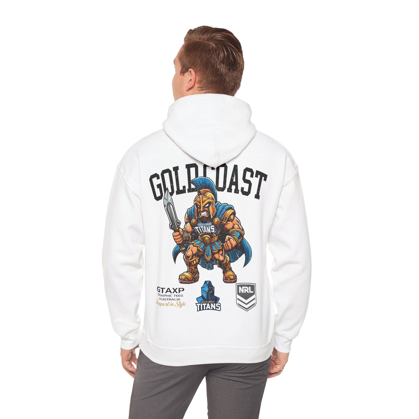 Gold Coast Titans Blade Hoodie Printify White / S Graphic T-Shirt Australia -  Cool Graphic T-Shirts Online - 