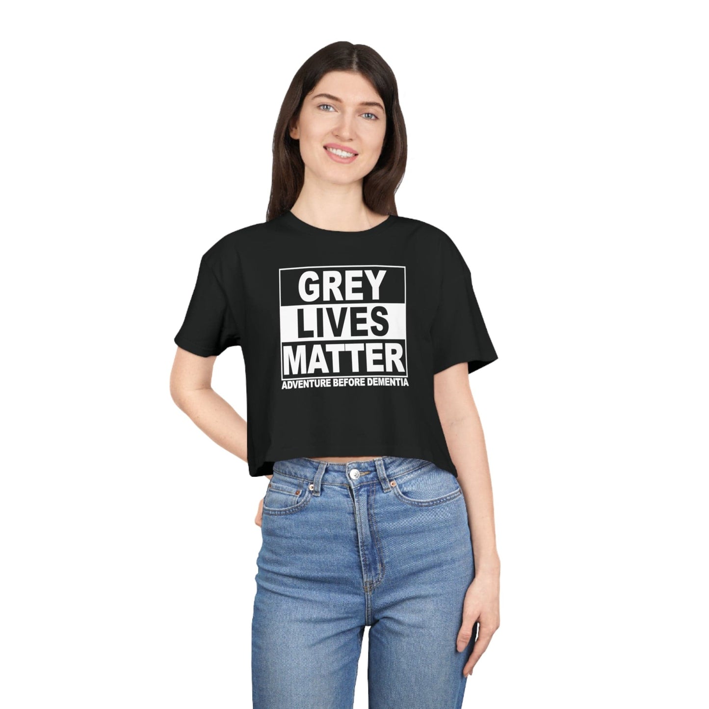 Grey Lives Matter Crop Tee Graphic Tees Australia Black / XS Graphic T-Shirt Australia -  Cool Graphic T-Shirts Online - 