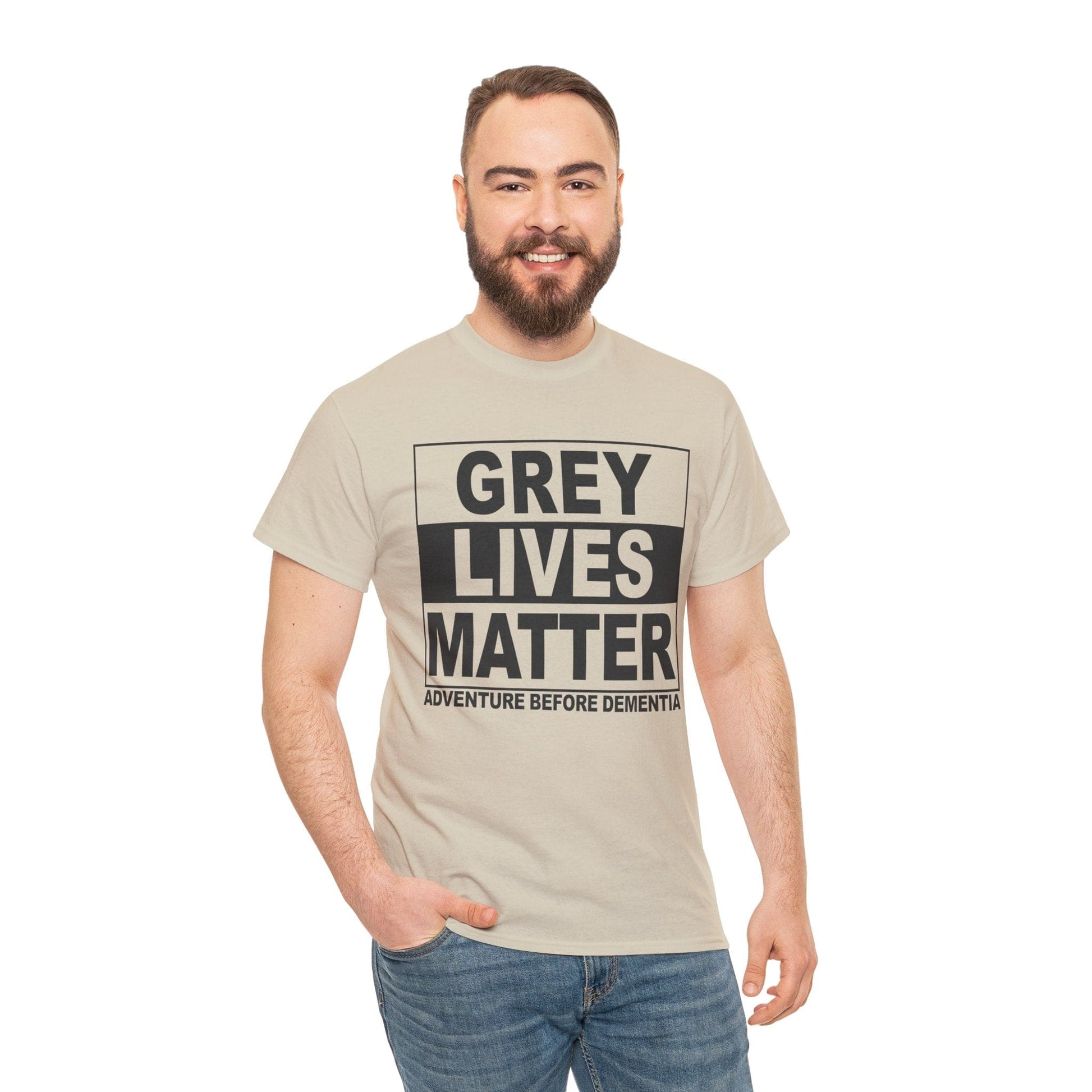 Grey Lives Matter Graphic Tee Graphic Tees Australia Sand / S Graphic T-Shirt Australia -  Cool Graphic T-Shirts Online -  Grey Lives Matter T-Shirt | Funny Grey Nomad T-Shirts Australia