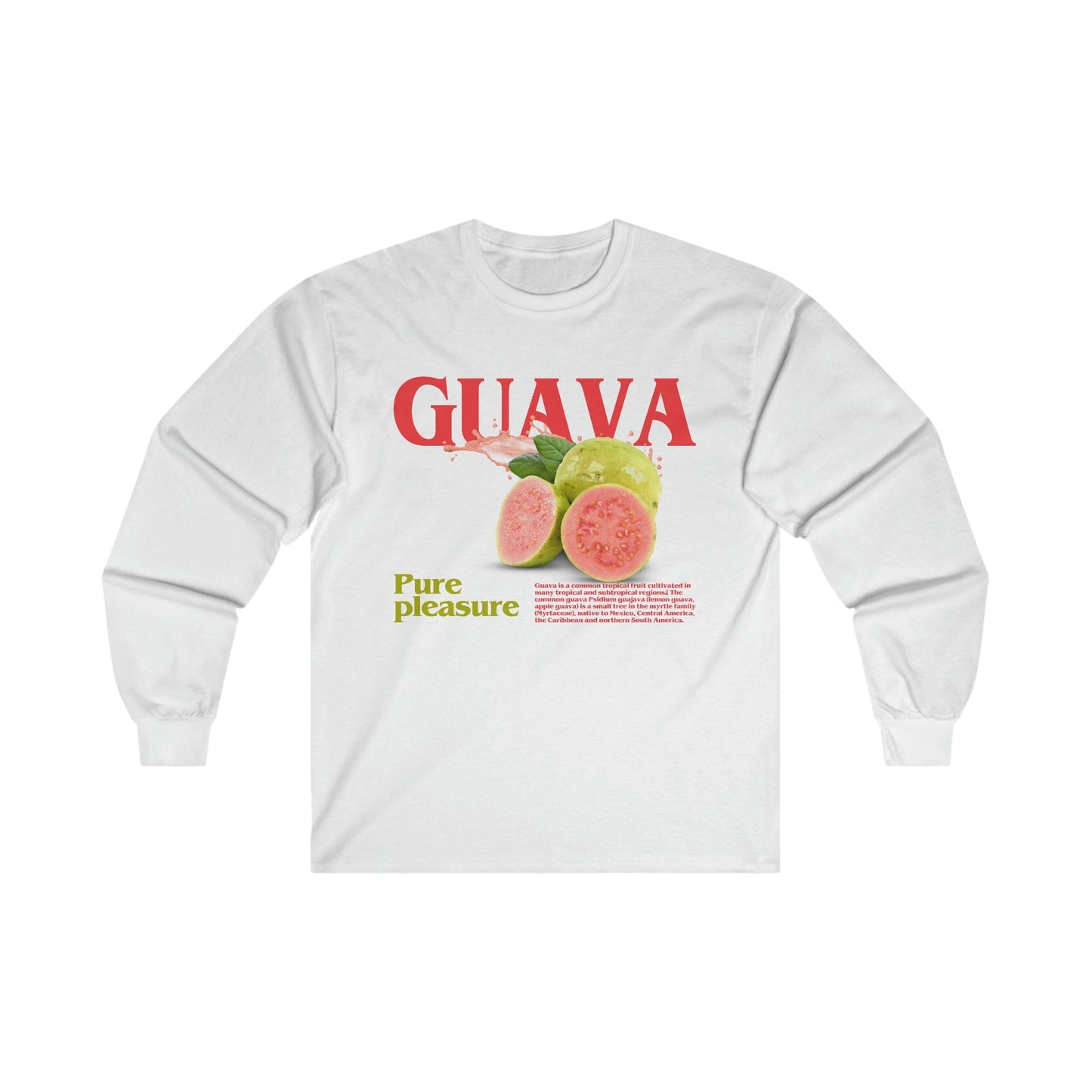 Guava Pure Pleasure Long Sleeve Graphic Tees Australia S / White Graphic T-Shirt Australia -  Cool Graphic T-Shirts Online -  Guava Pure Pleasure Long Sleeve | Cool Long Sleeve T-Shirts Au