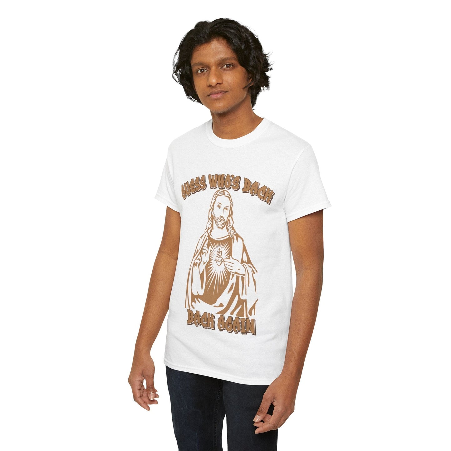 Guess Whos Back Jesus Graphic Tee Graphic Tees Australia Graphic T-Shirt Australia -  Cool Graphic T-Shirts Online -  Guess Whos Back Jesus T-Shirt | Funny T-Shirts Australia