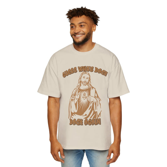 Guess Whos Back Jesus Oversized Tee Graphic Tees Australia Ecru / S Graphic T-Shirt Australia -  Cool Graphic T-Shirts Online - 