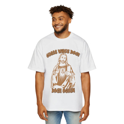 Guess Whos Back Jesus Oversized Tee Graphic Tees Australia White / S Graphic T-Shirt Australia -  Cool Graphic T-Shirts Online - 