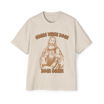 Guess Whos Back Jesus Oversized Tee Graphic Tees Australia Graphic T-Shirt Australia -  Cool Graphic T-Shirts Online - 