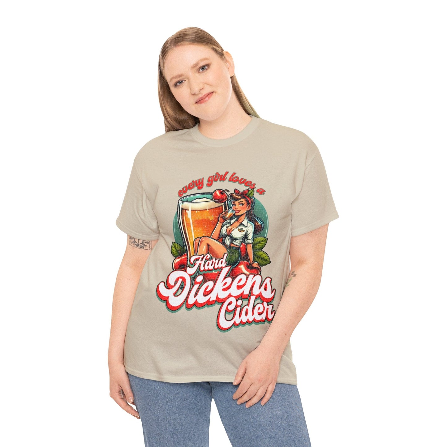 Hard Dickens Cider Graphic Tee Graphic Tees Australia Sand / S Graphic T-Shirt Australia -  Cool Graphic T-Shirts Online -  Hard Dickens Cider T-Shirt