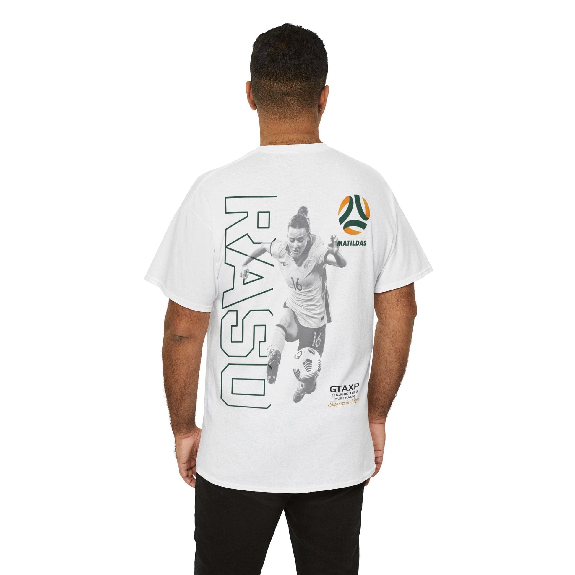 Hayley Raso Matildas Duo Graphic Tee Graphic Tees Australia White / S Graphic T-Shirt Australia -  Cool Graphic T-Shirts Online -  Hayley Raso Matildas Duo T-Shirt | MAtildas T-Shirts Australia