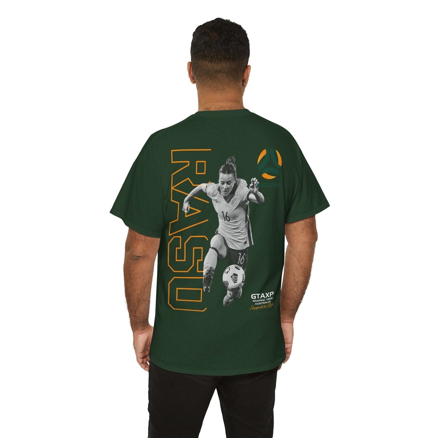 Hayley Raso Matildas Duo Graphic Tee Graphic Tees Australia Forest Green / S Graphic T-Shirt Australia -  Cool Graphic T-Shirts Online -  Hayley Raso Matildas Duo T-Shirt | MAtildas T-Shirts Australia