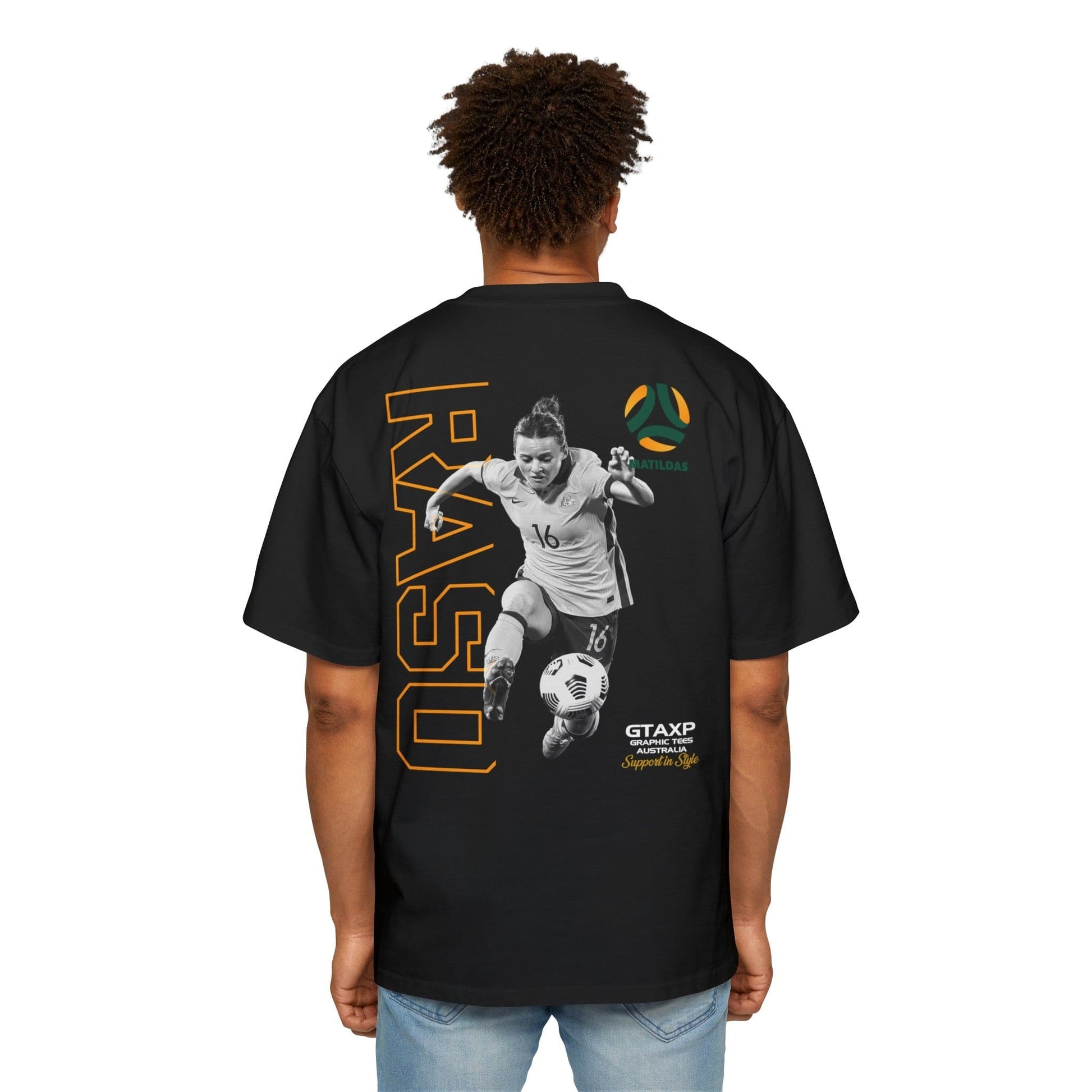 Hayley Raso Matildas Duo Oversized Tee Graphic Tees Australia Black / S Graphic T-Shirt Australia -  Cool Graphic T-Shirts Online -  Hayley Raso Matildas Duo Oversized Tee | Tillies Australia Merch